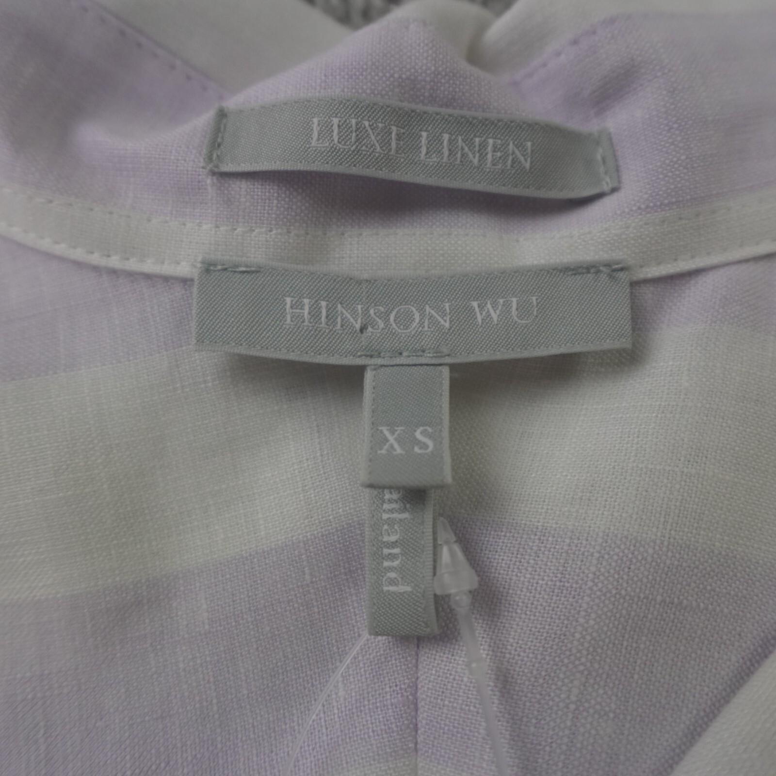 Hinson Wu Linen Tunic Top Womens XS Purple White Striped Charlotte Popover New