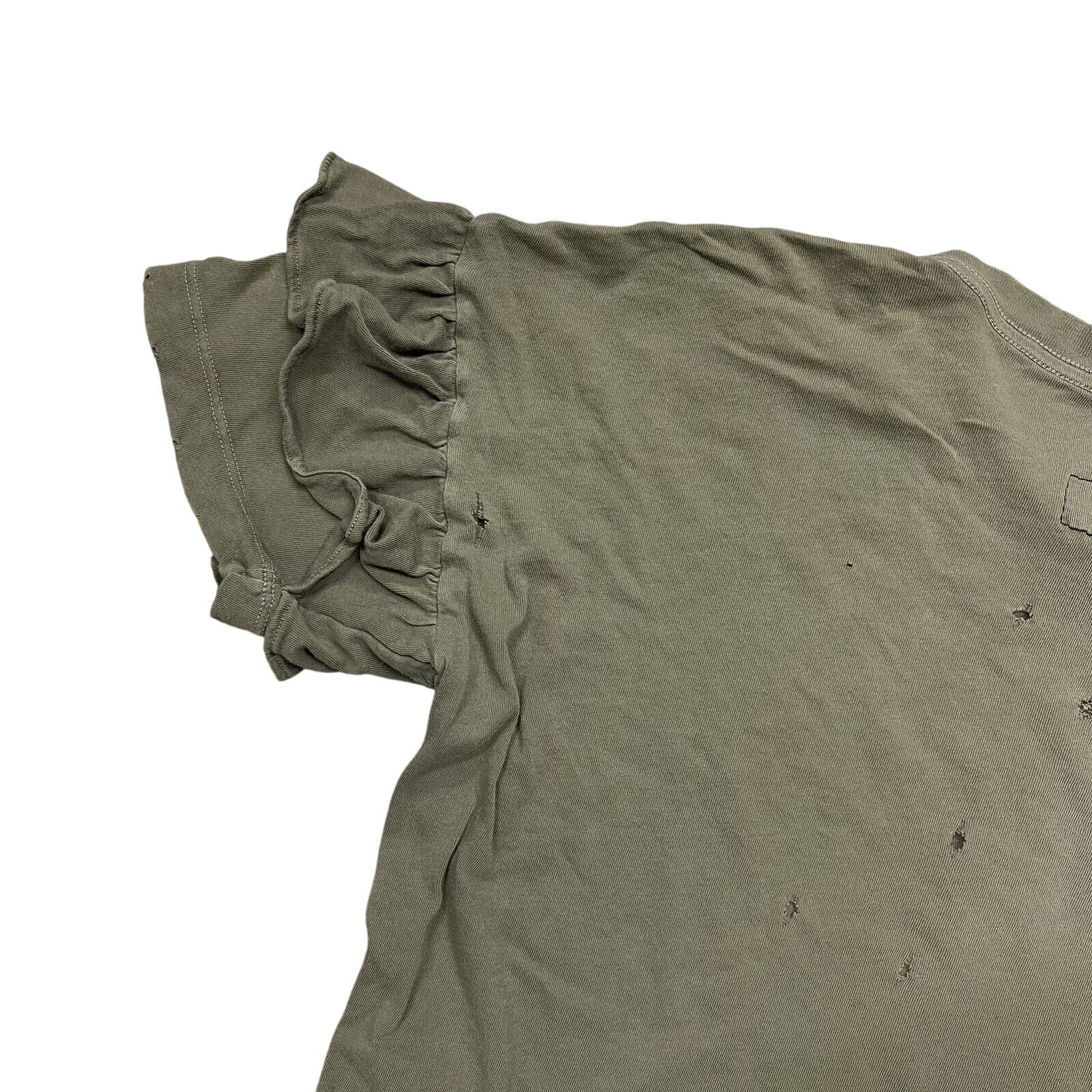 Current Elliott T Shirt The Ruffle Roadie Tee Dusty Olive Destroy Size 1 Cotton