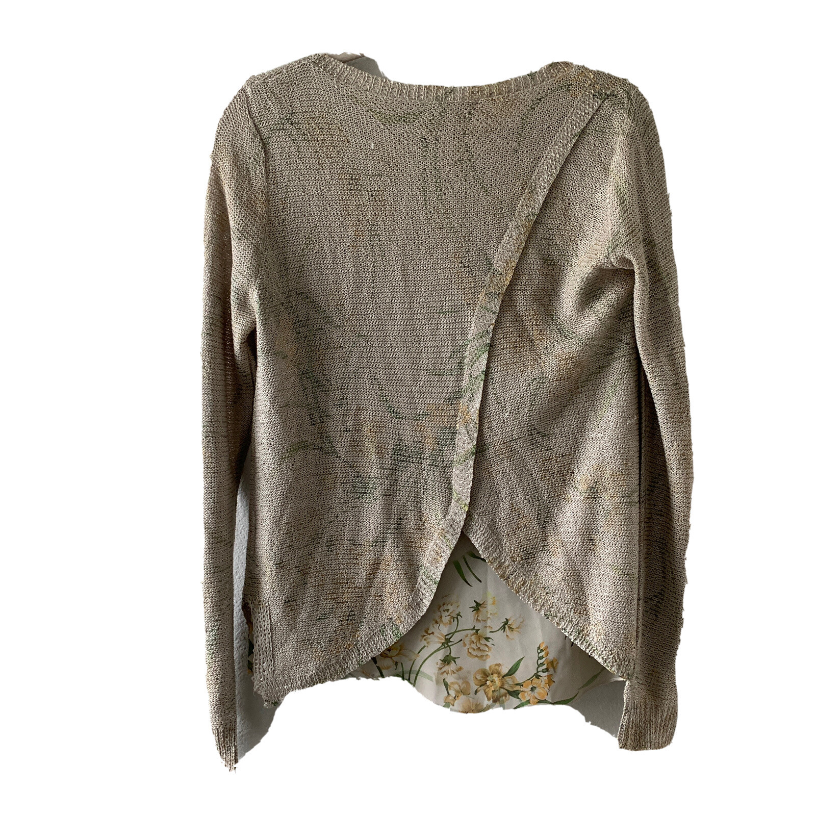 Sioni Sweater Top Womens Small Multicolor Artsy Print Layered Pullover Blouse