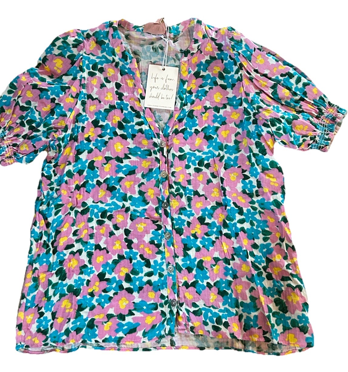 Show Me Your Mumu S NWT Sandestin Short SlvTop Peasant Boho Floral Cottagecore