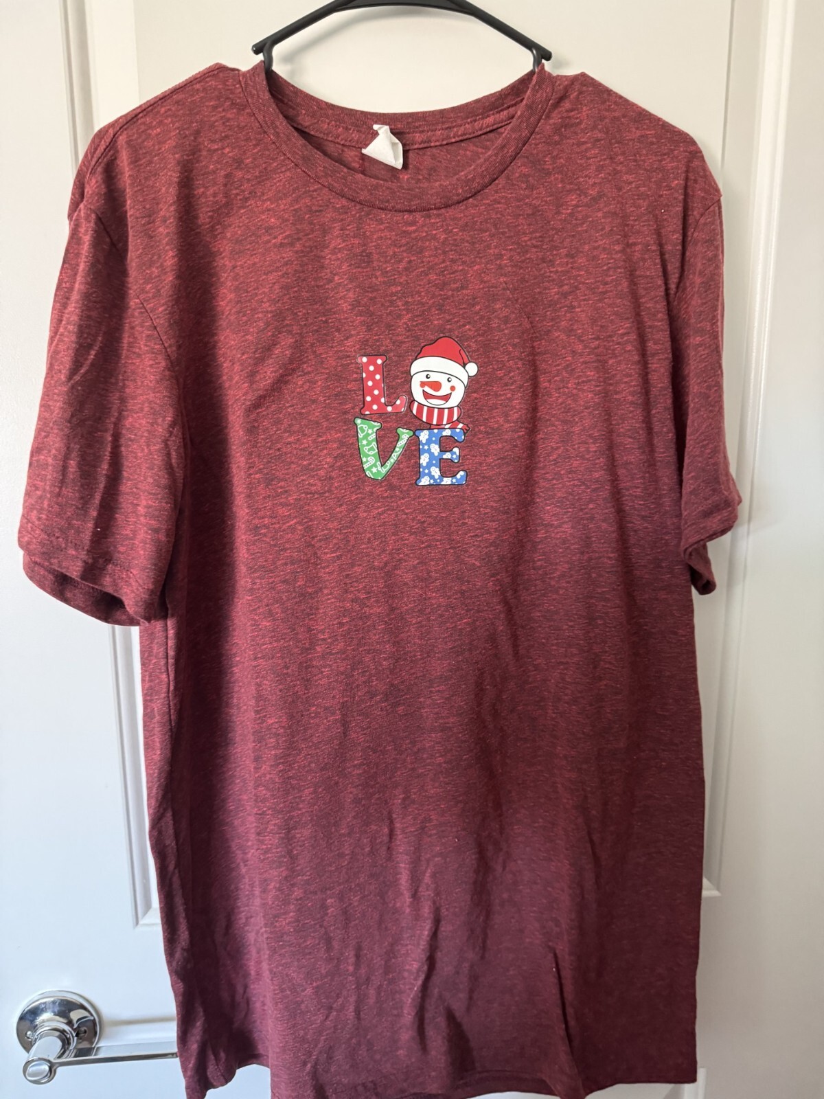 Women’s Designed Colorful Christmas Love Short Sleeve Top Size Large NEW!!