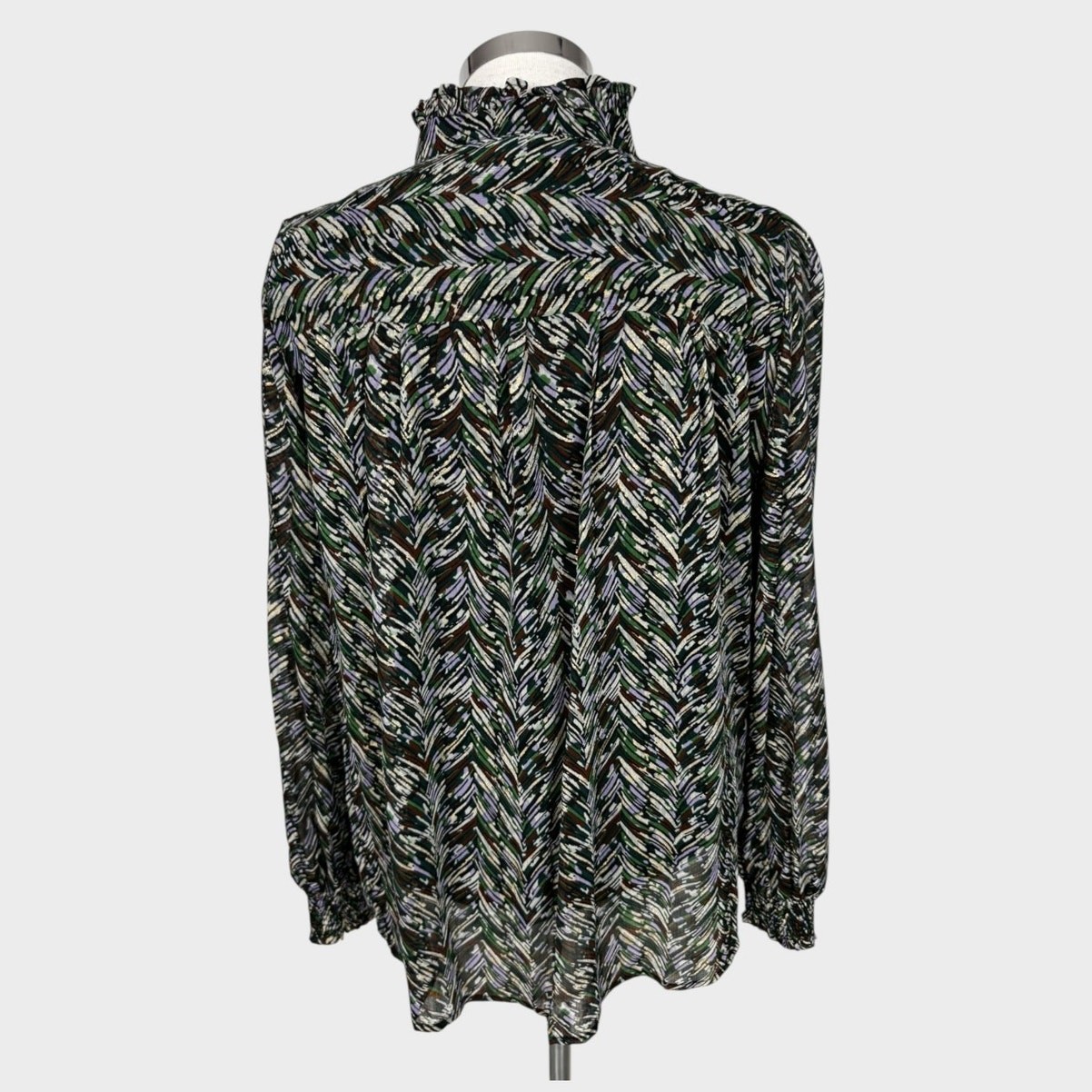 Ophelia Roe Womens Medium Blouse Green Brown Blue Polyester