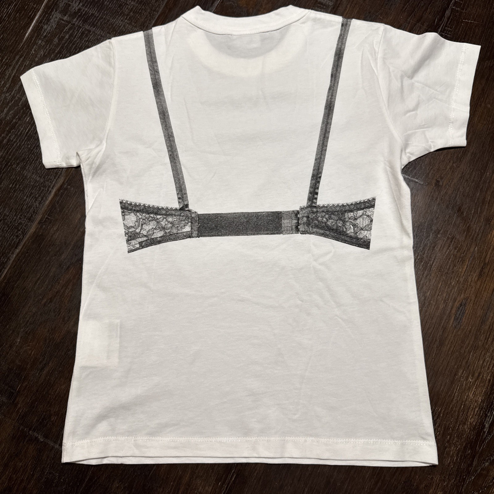 Vaquera NYC Bra T-Shirt Sz M (Fits Small) Lingerie Trompe l’oeil White Graphic