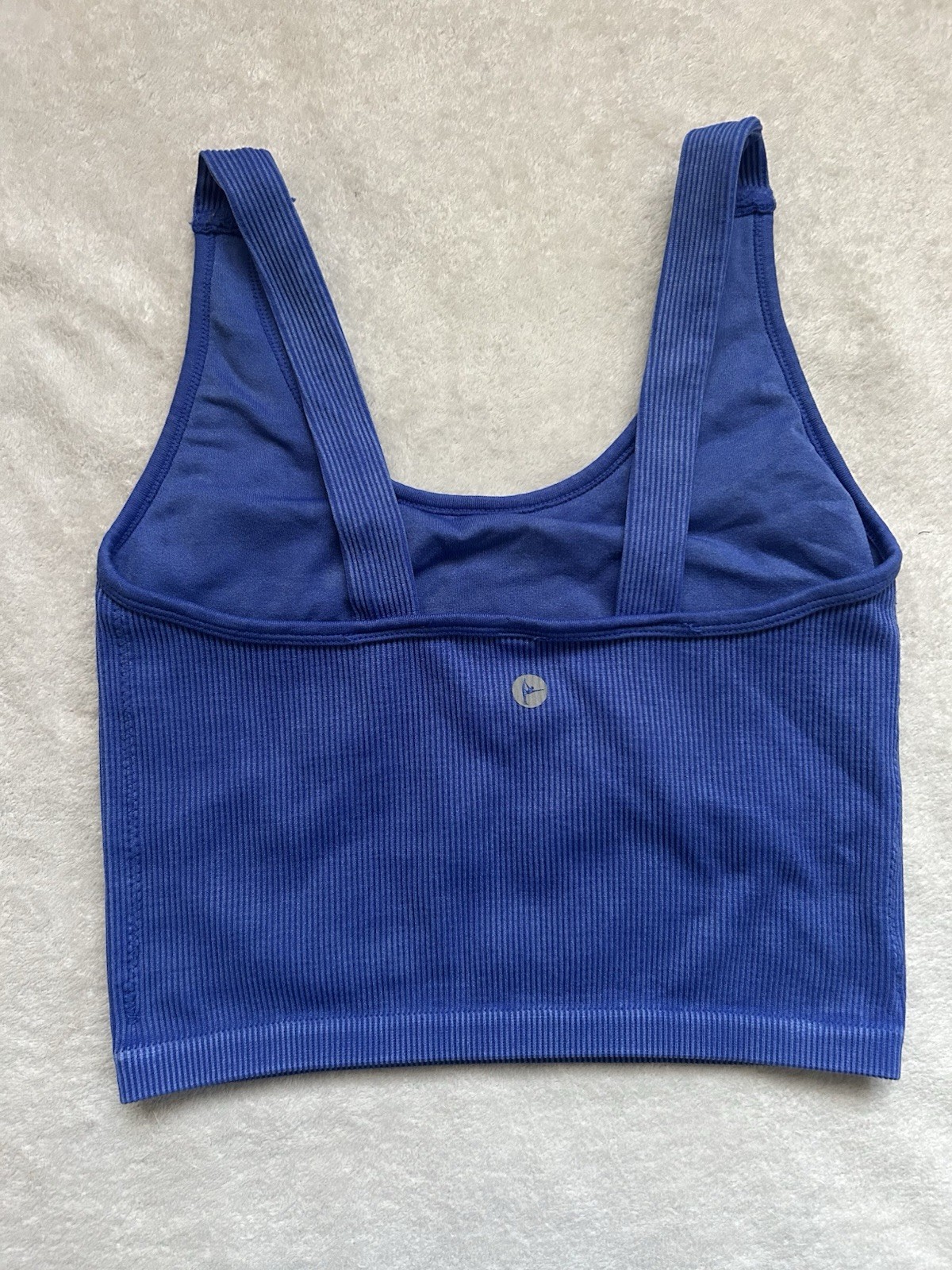 90° Blue ribbed crop top w/adjustable straps Sz S w/ shelf bra #croptop #ribbed
