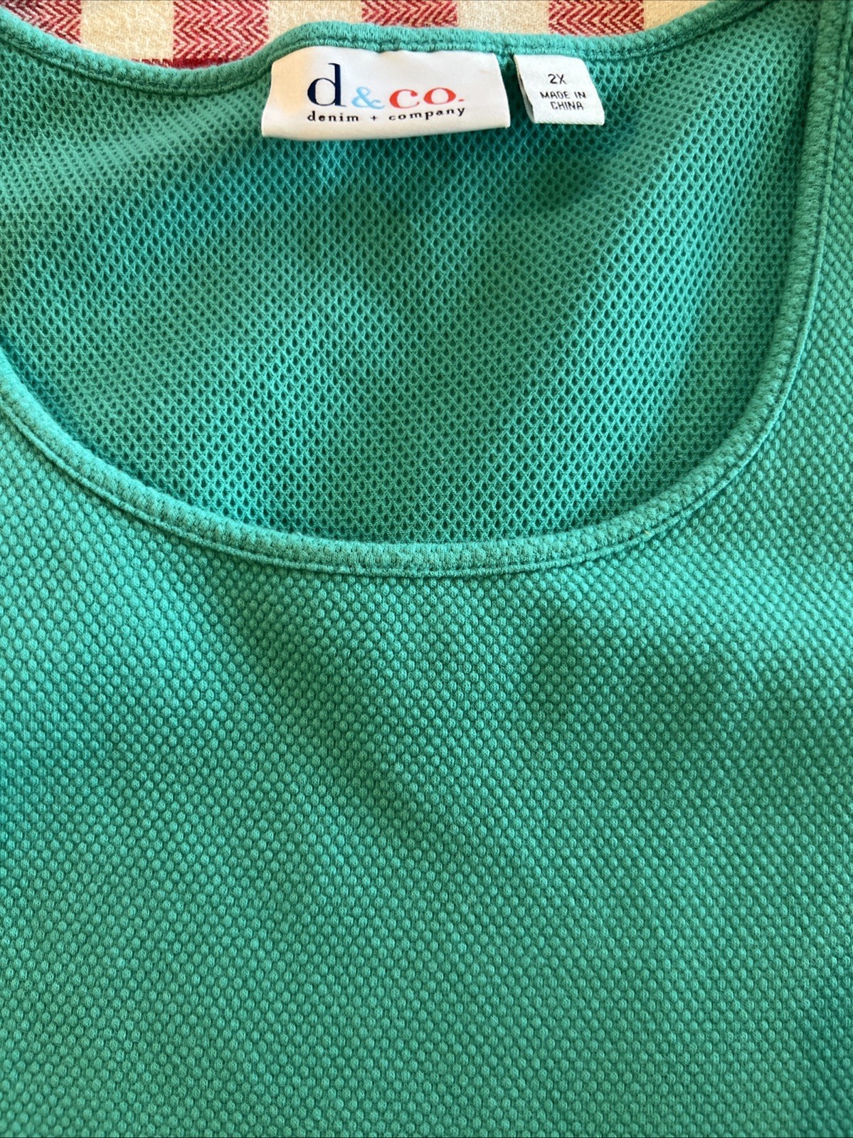Denim & Co Women Jade Green Scoop Neck Tank Top Size 2X Plus