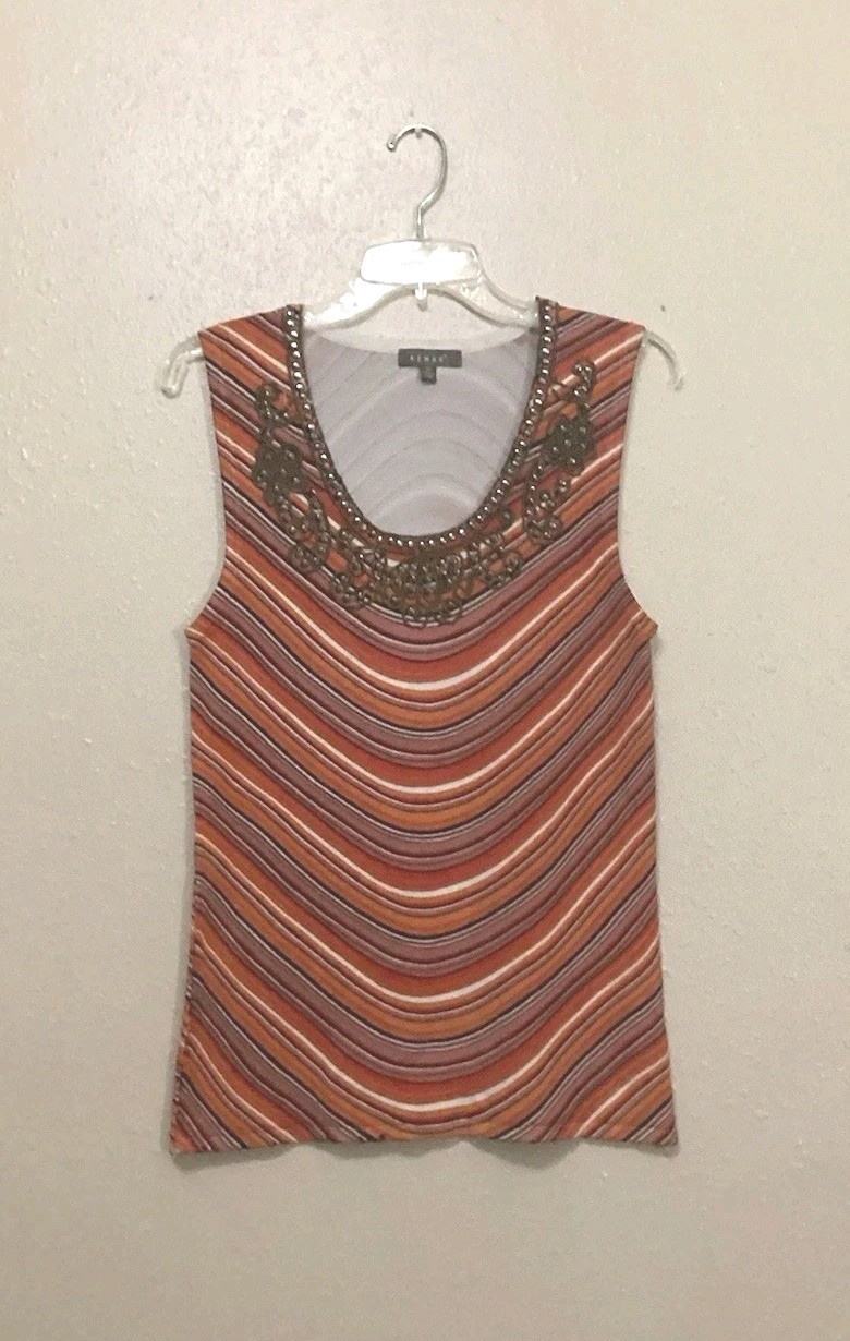 Kenar Women’s Bead Embellished Tank Top Sleeveless Colorful Size M