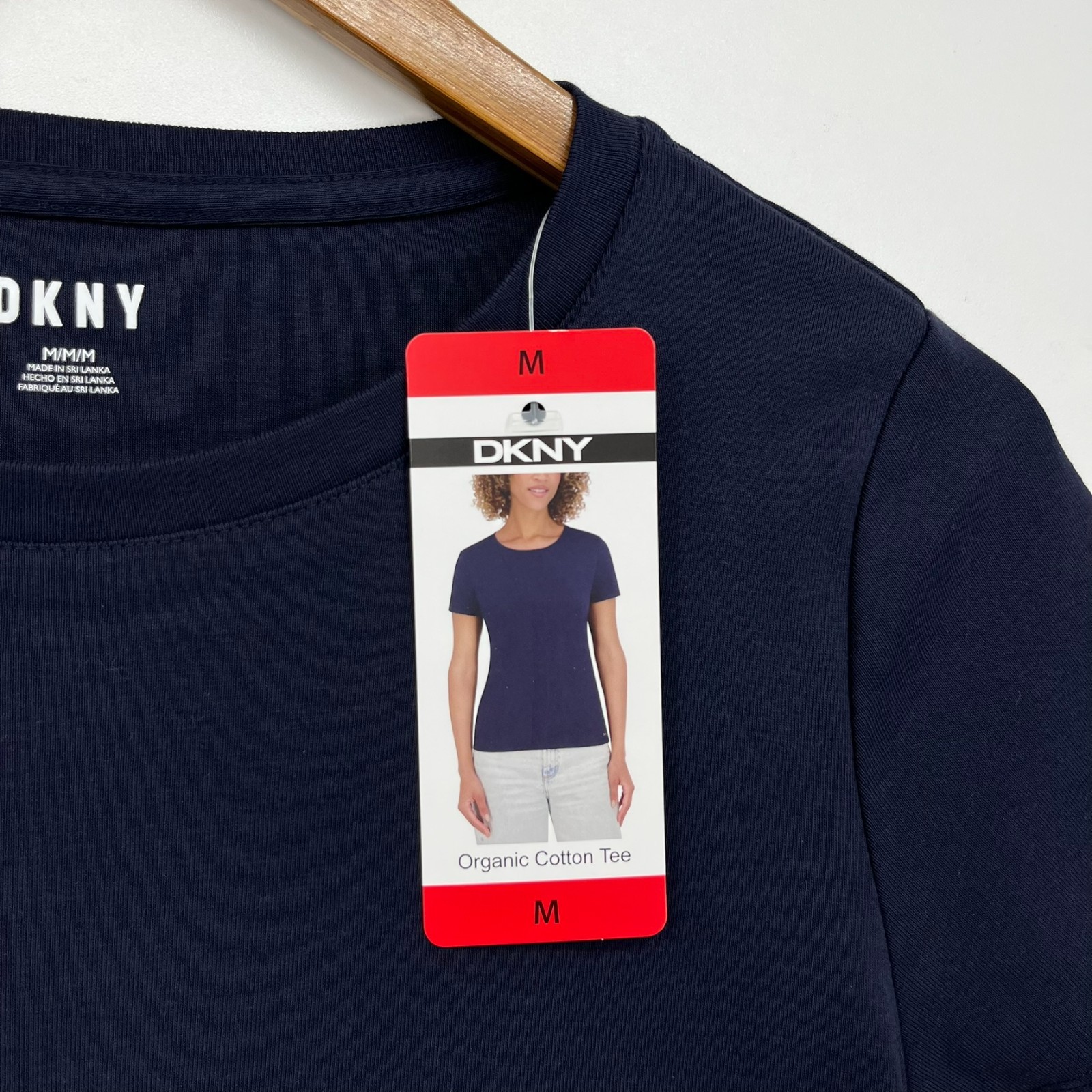 DKNY T-Shirt Women’s M Navy Blue Organic Cotton Solid Short Sleeve New NWT