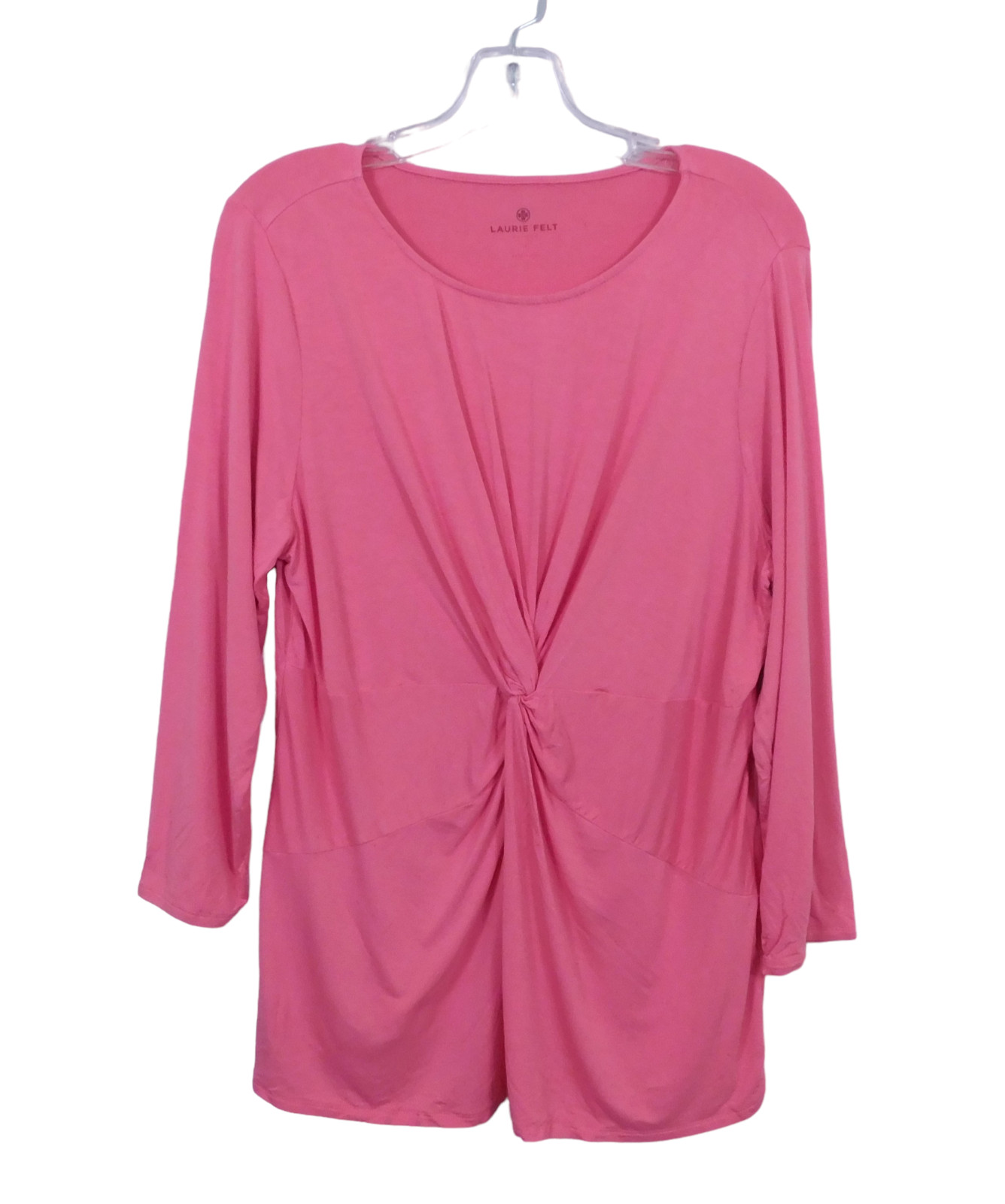 Laurie Felt Rayon Made From Bamboo Blend Twist-Front Blouse, Pink, Size L
