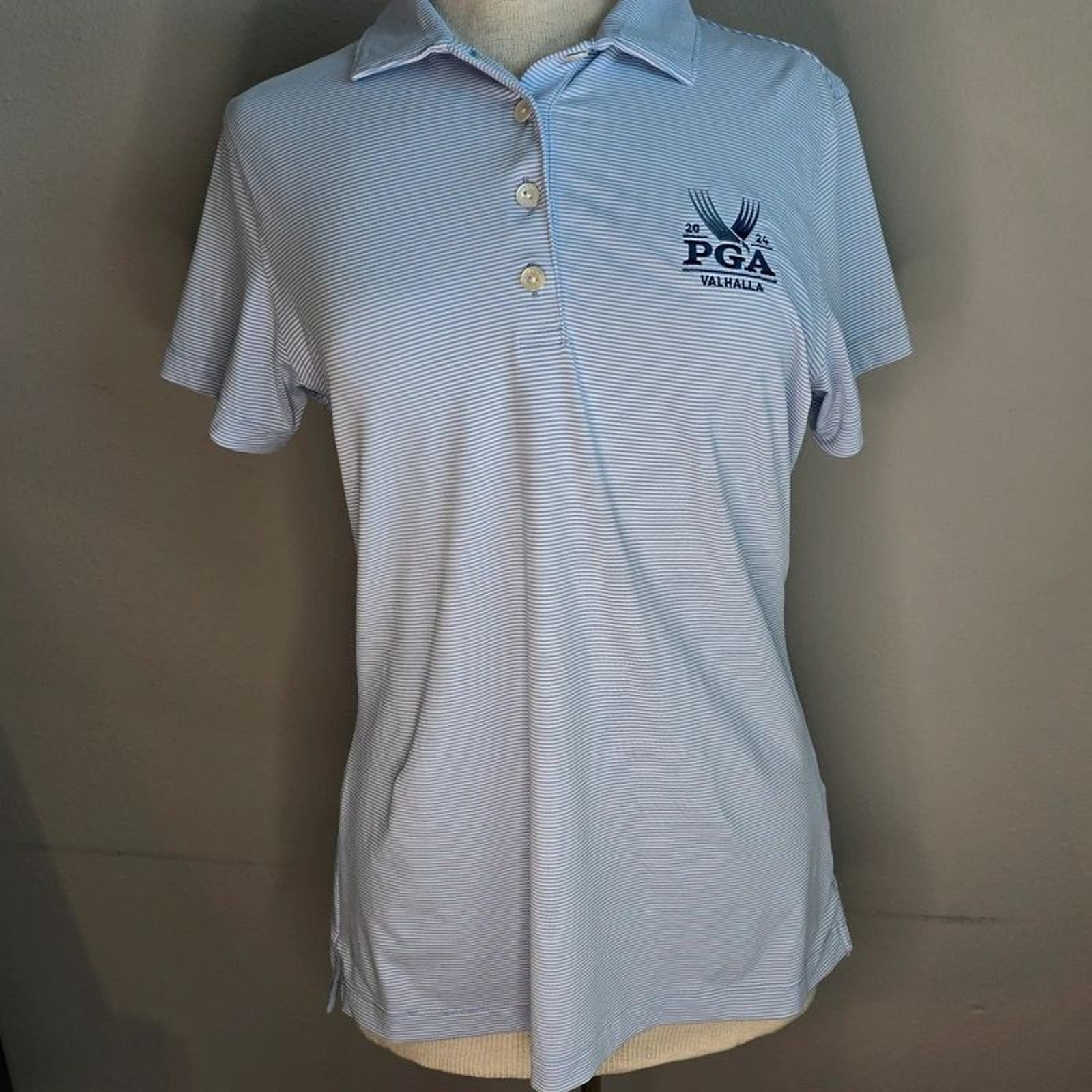 Peter Millar 2024 PGA Blue Stripe Golf Polo Womens M