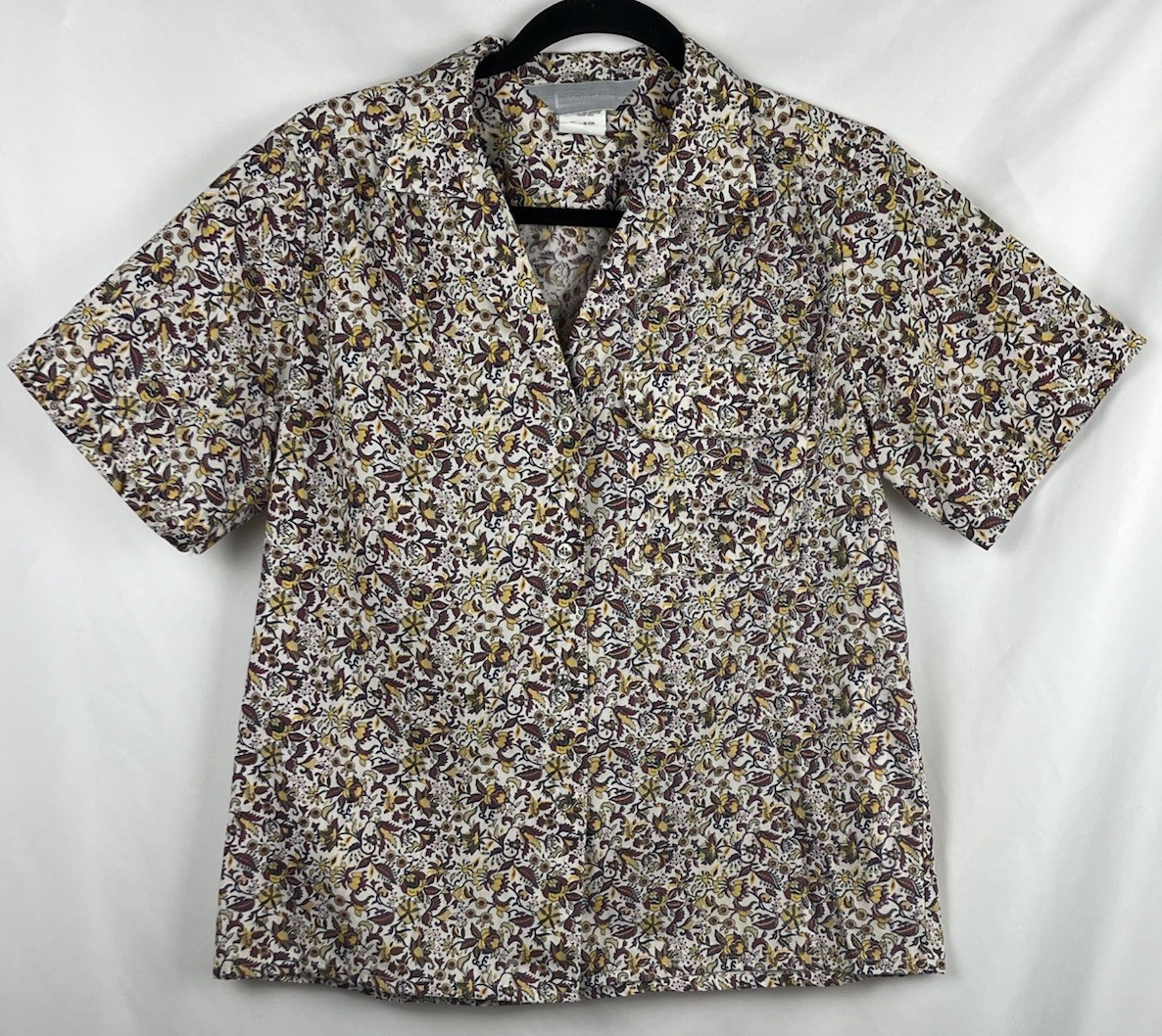 Vintage 70s 80s Floral Paisley Button Up Shirt Size 10 (M-L) Cottagecore EUC