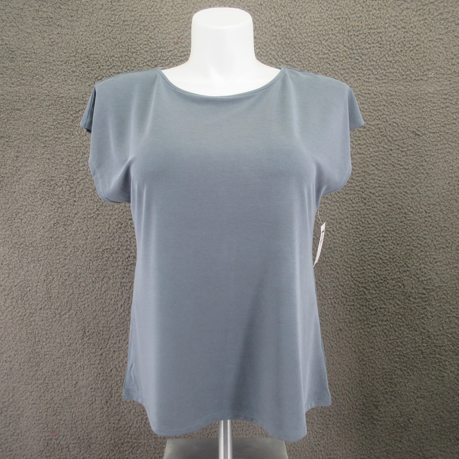 Nordstrom Rack Shirt Womens Large Blue Slate Cap Sleeve Crewneck RK492356MI