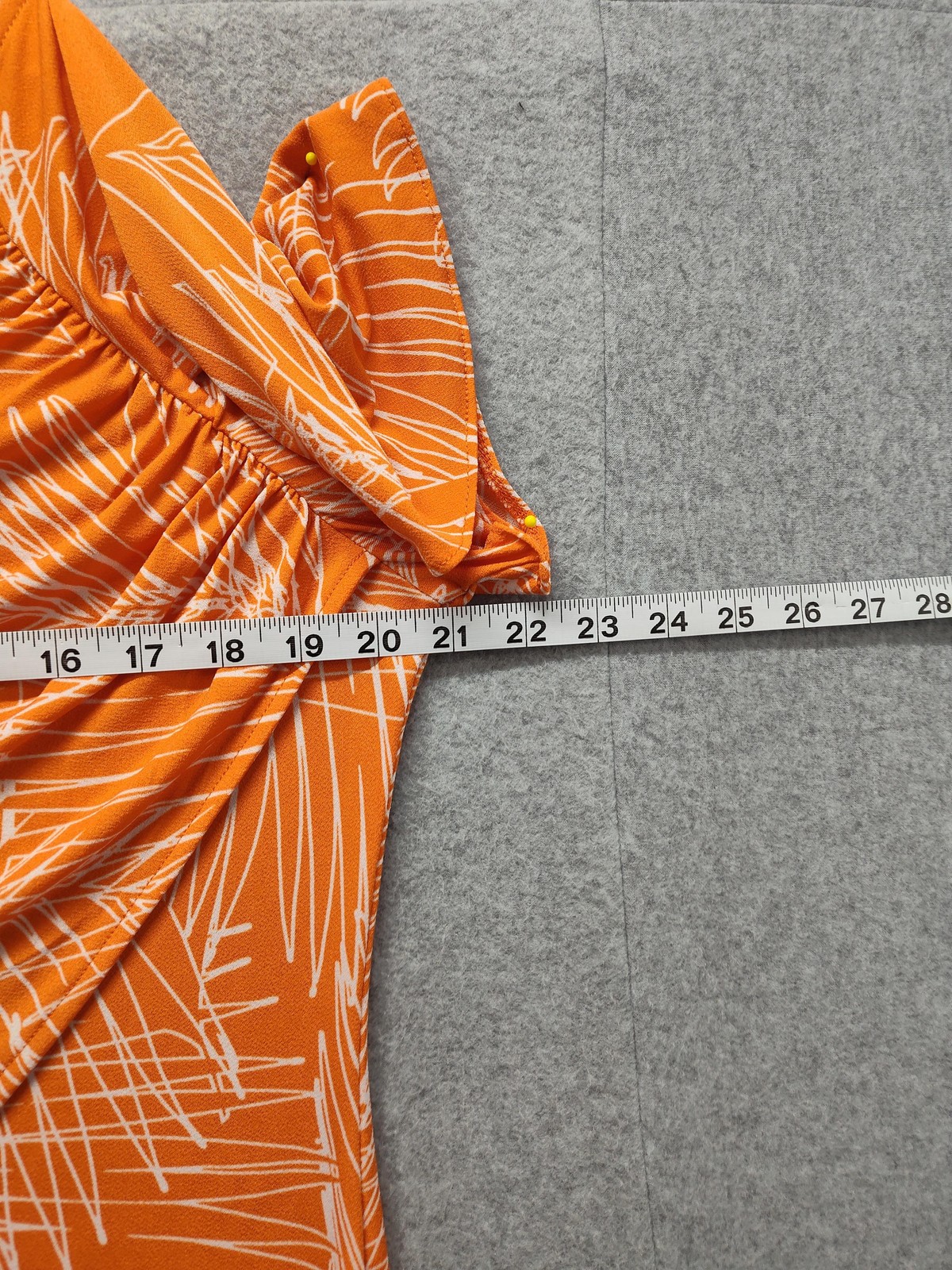 Bold Elements Shirt Womens Large Orange Surplice Wrap Flutter Sleeve Top Blouse