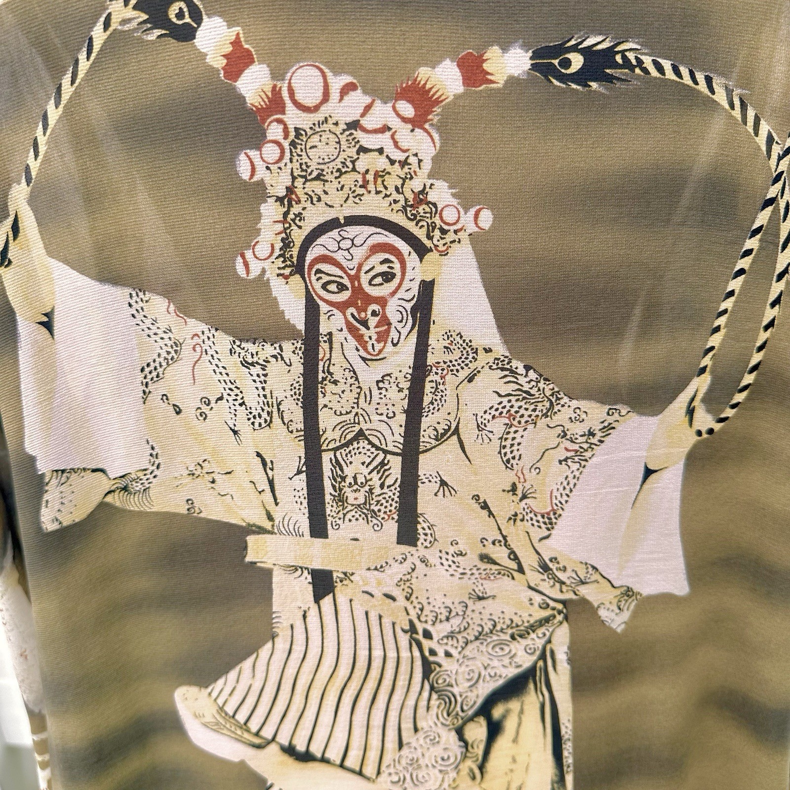 Citron Santa Monica Silk Rare Chinese Opera Monkey King Blouse XL Art to Wear