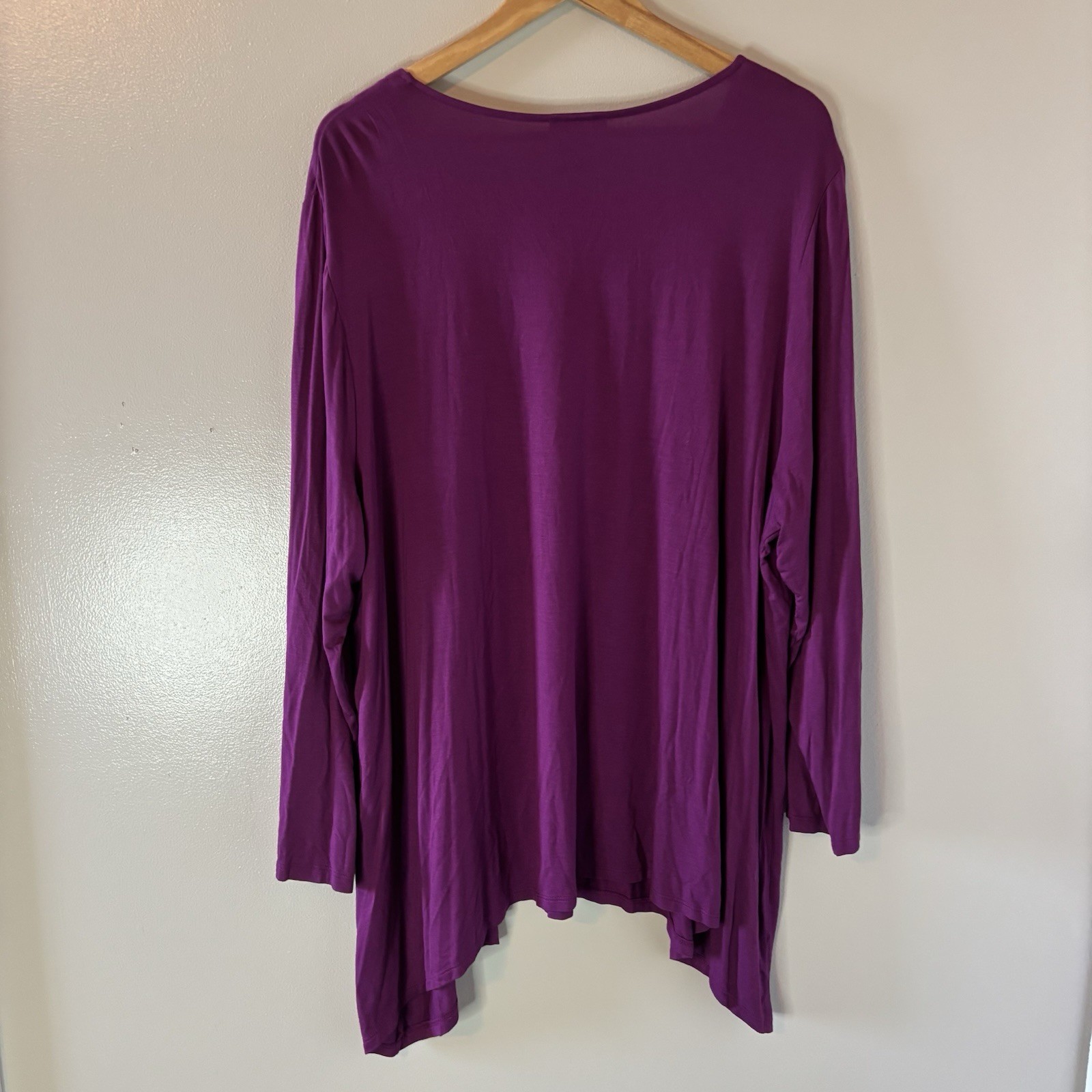 Any Wear By Catherines Tunic Top Purple Asymmetrical Blouse Sequins Sz 2X