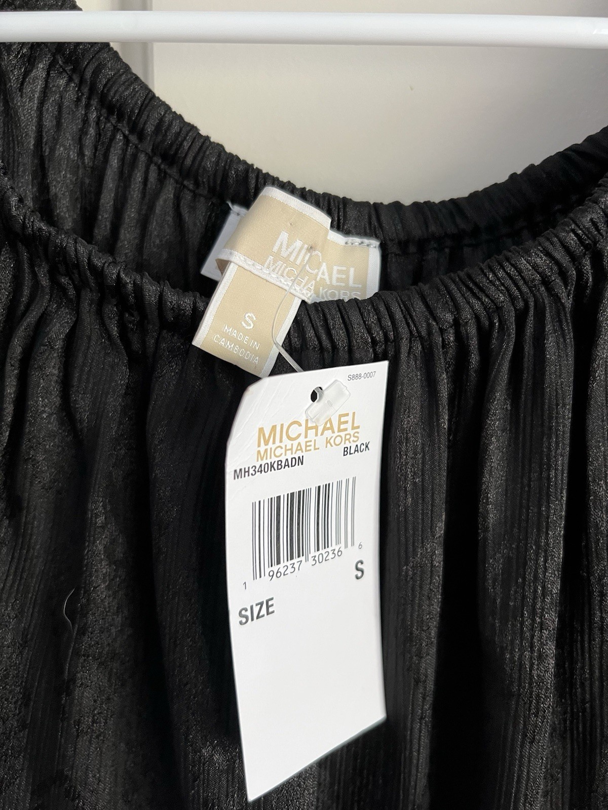 NWT Michael Kors Blouse Small Black Sheer Asymmetrical Hem Snake Skin Print