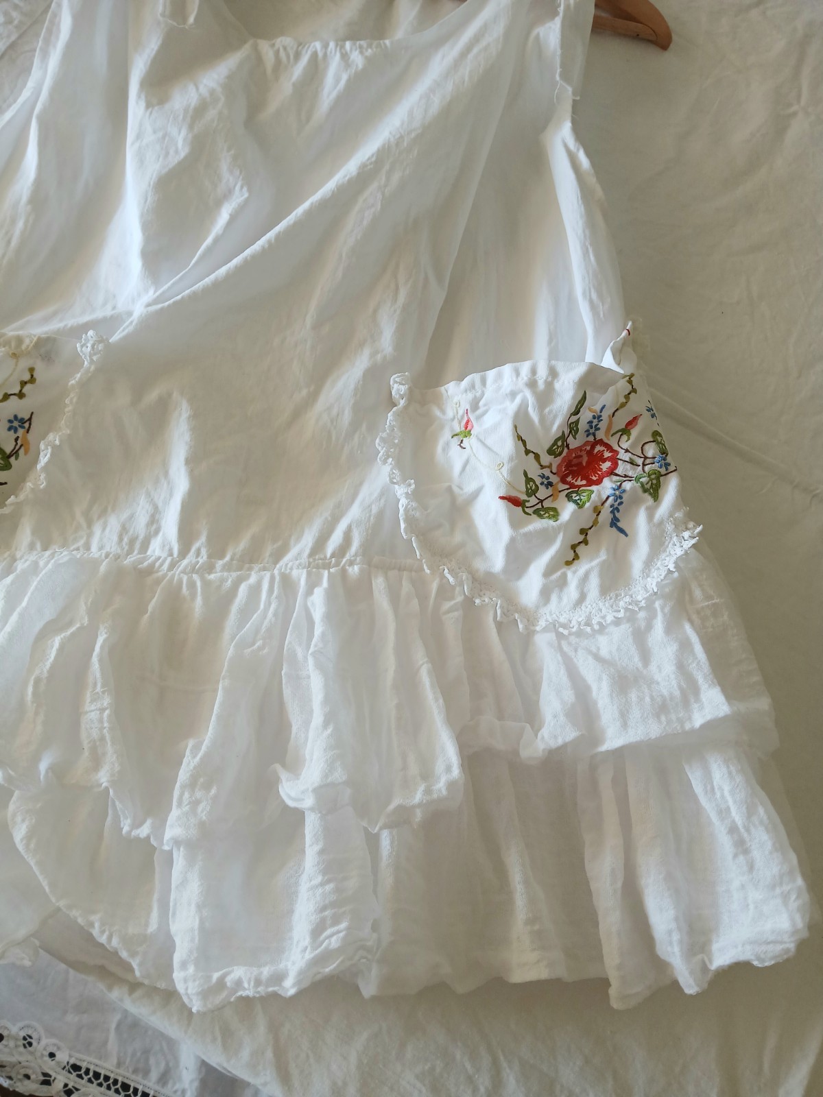 Rose & Magnolia Ruffled Vintage Pearl Cotton Cottagecore Handmade Prairie Top