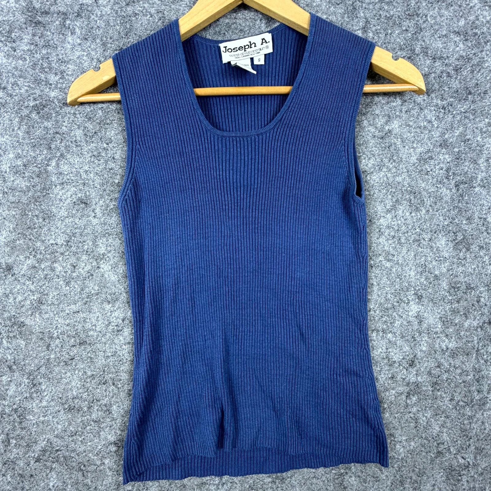 Vintage Joseph A.Tank Top Women Small Blue Silk Ribbed Office Chic Capsule Layer