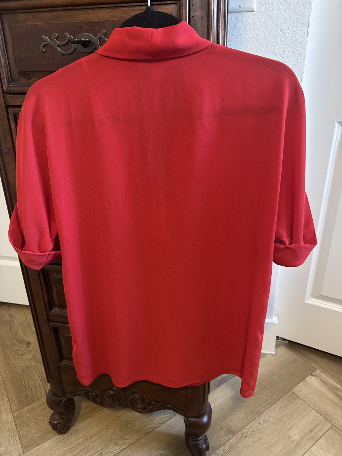 MICHAEL Michael Kors Red Size Small Short Sleeve Blouse Gold Tone Buttons
