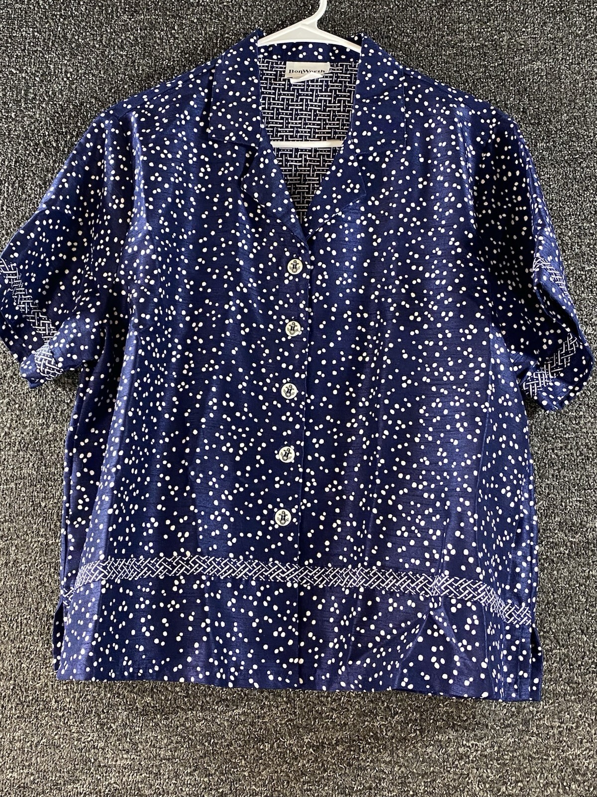 Bonworth Women’s Button Up Shirt Vintage 90’s Polka Dot Petite Size MP