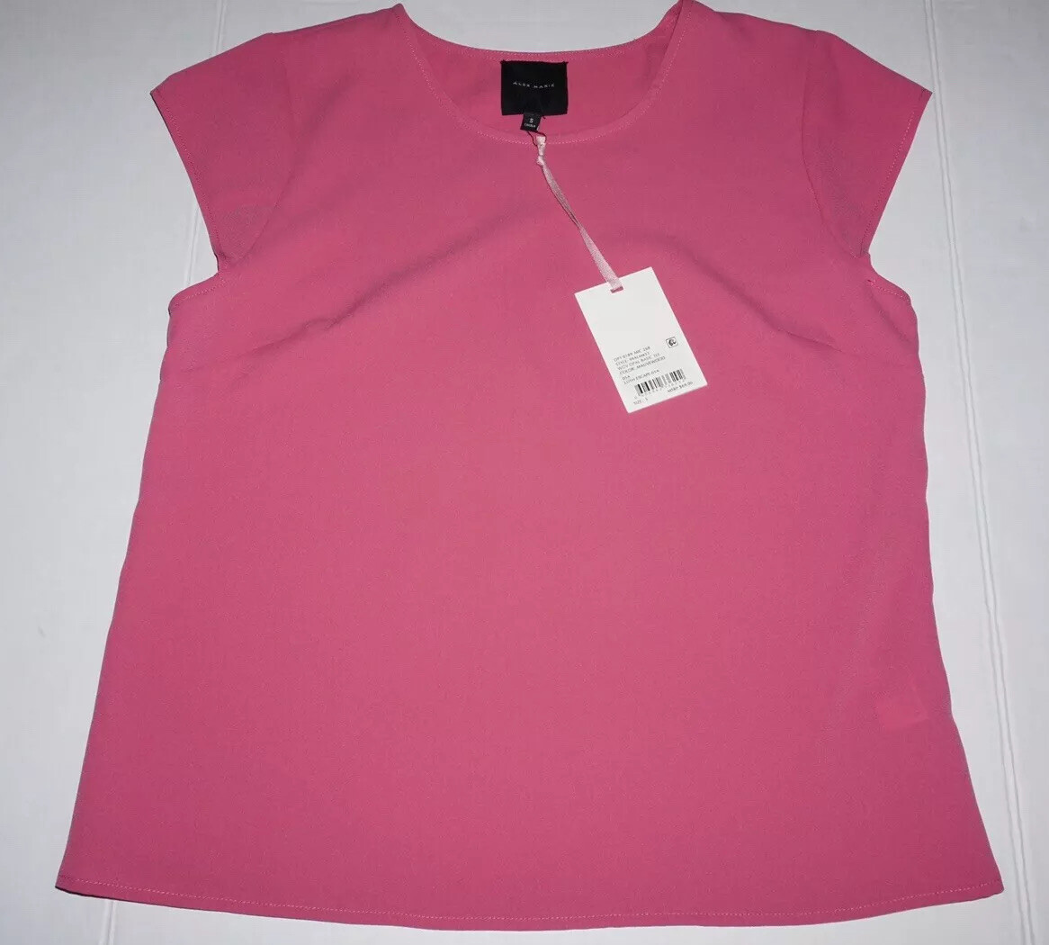 Alex Marie Opal Cap Sleeve Solid Basic Tee Blouse Size Small
