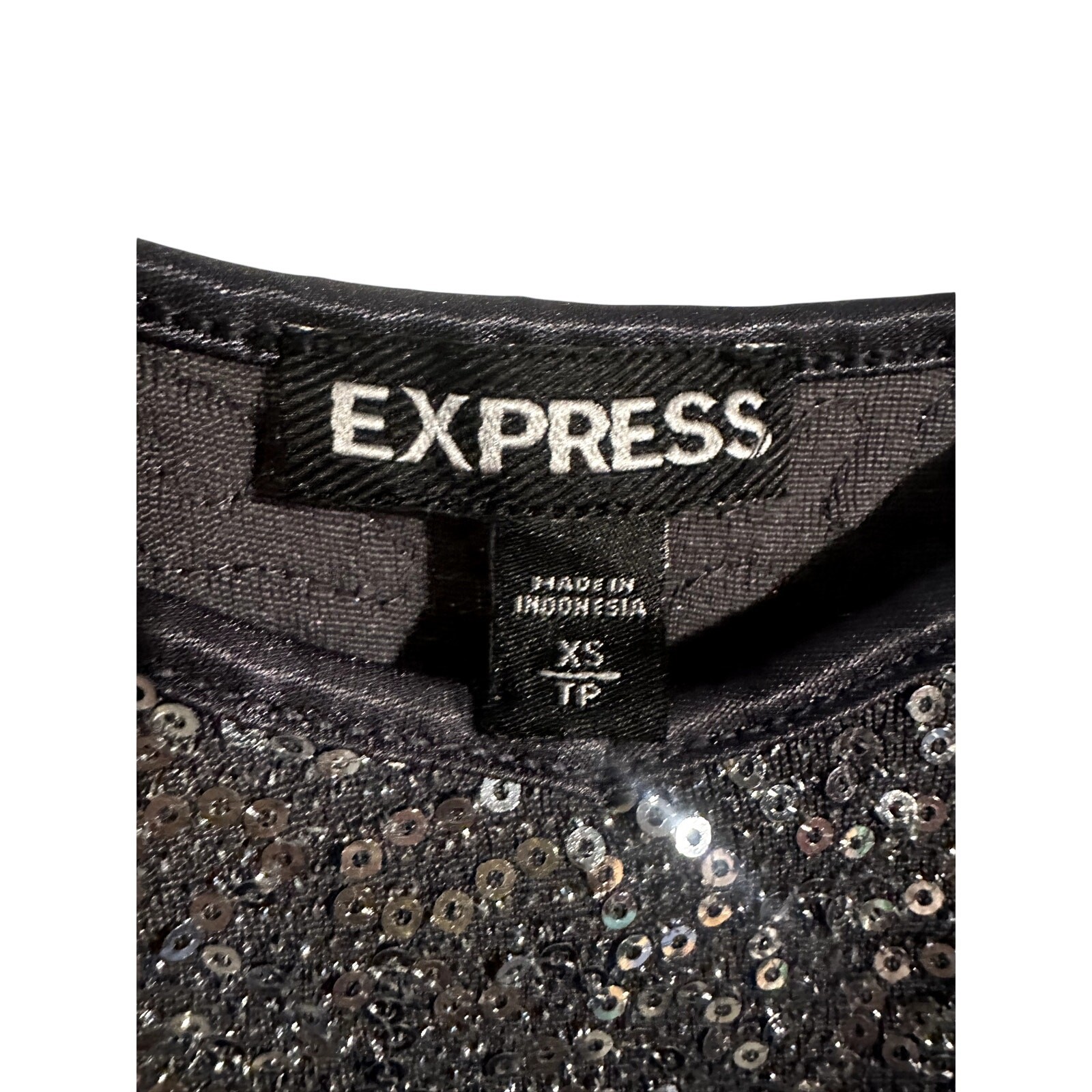 Chic Dark Gray Cami with Shimmering Silver Sequins, XS