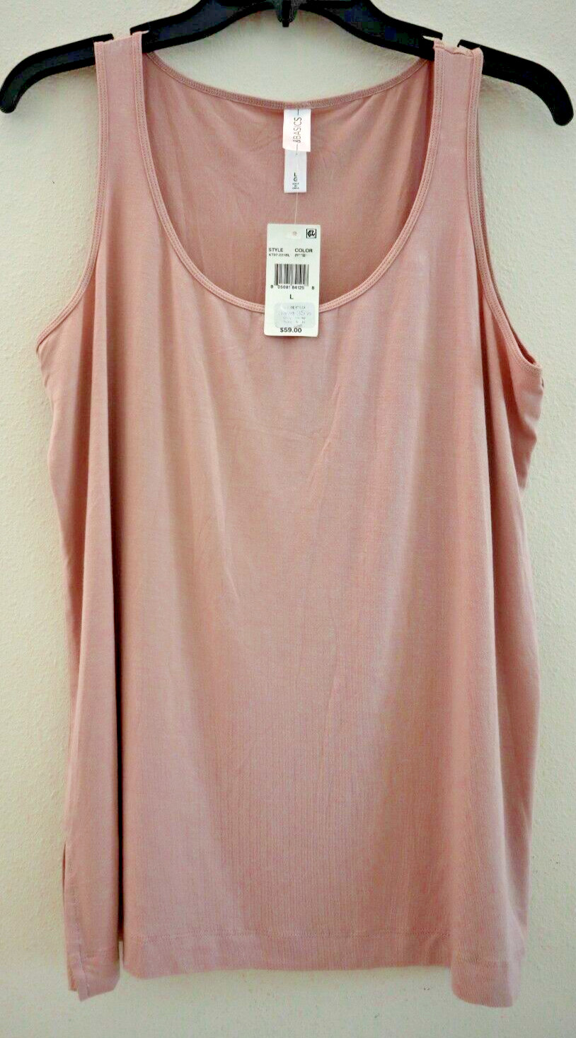 &BASICS KT37-221BL Women’s Sz Large Rose Pink Cami Shell Scoop Neck Tank Top $59