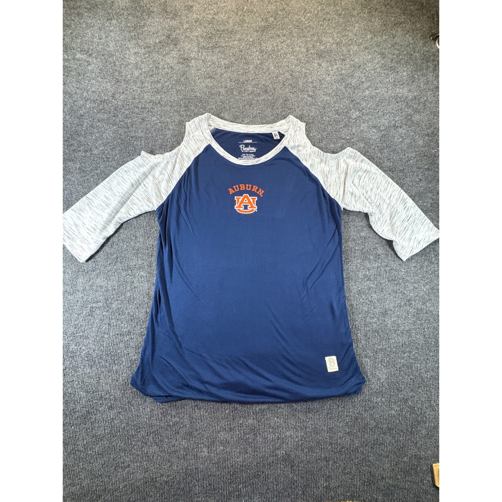 Pressbox Auburn Tigers Women Large Navy Cold Shoulder Raglan 3/4 Sleeve PBJ15SL1