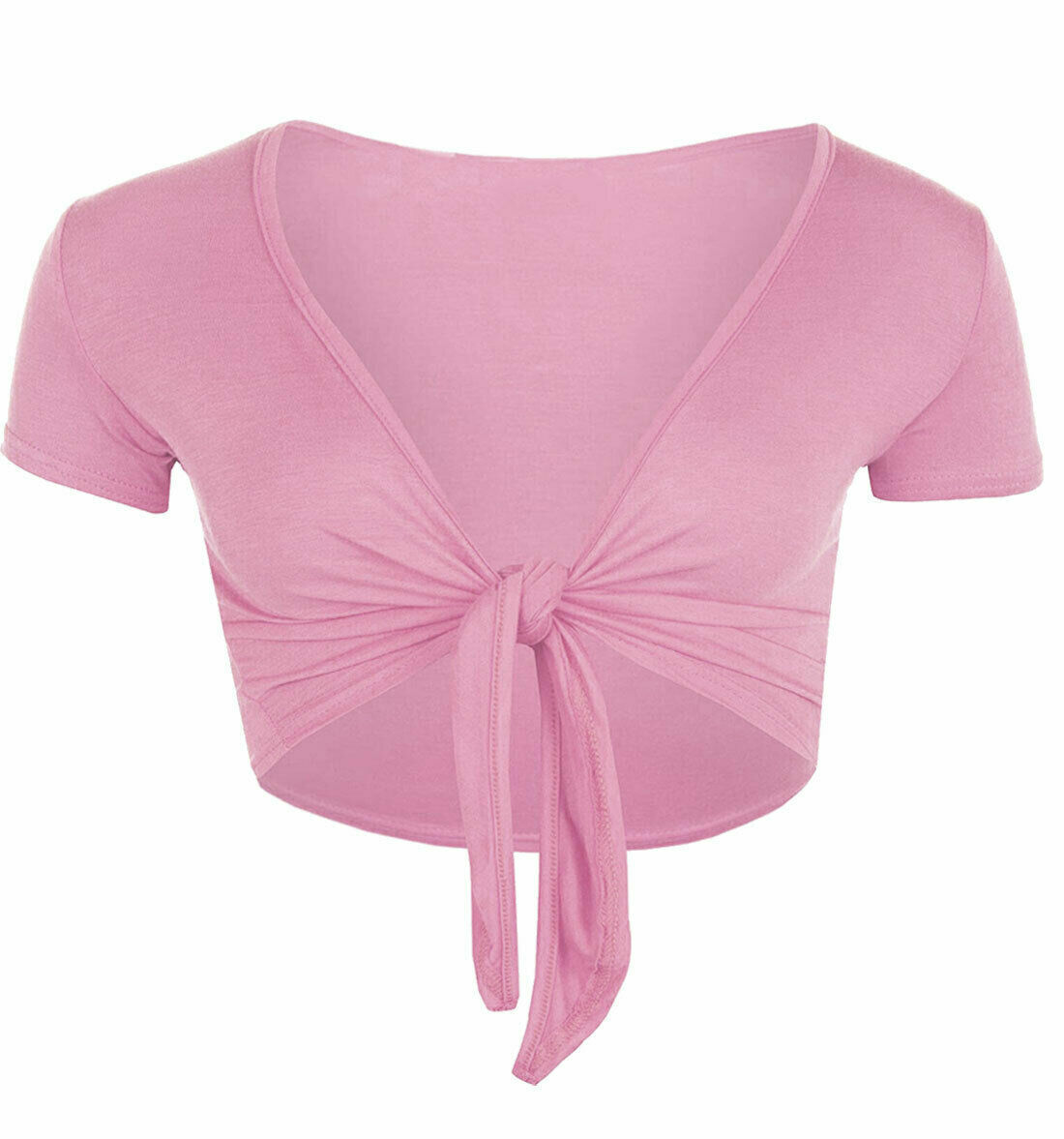 WOMEN TIE KNOT SHRUG TIE FRONT CROPPED BOLERO SHORT SLEEVE CARDIGAN PLUS SIZE