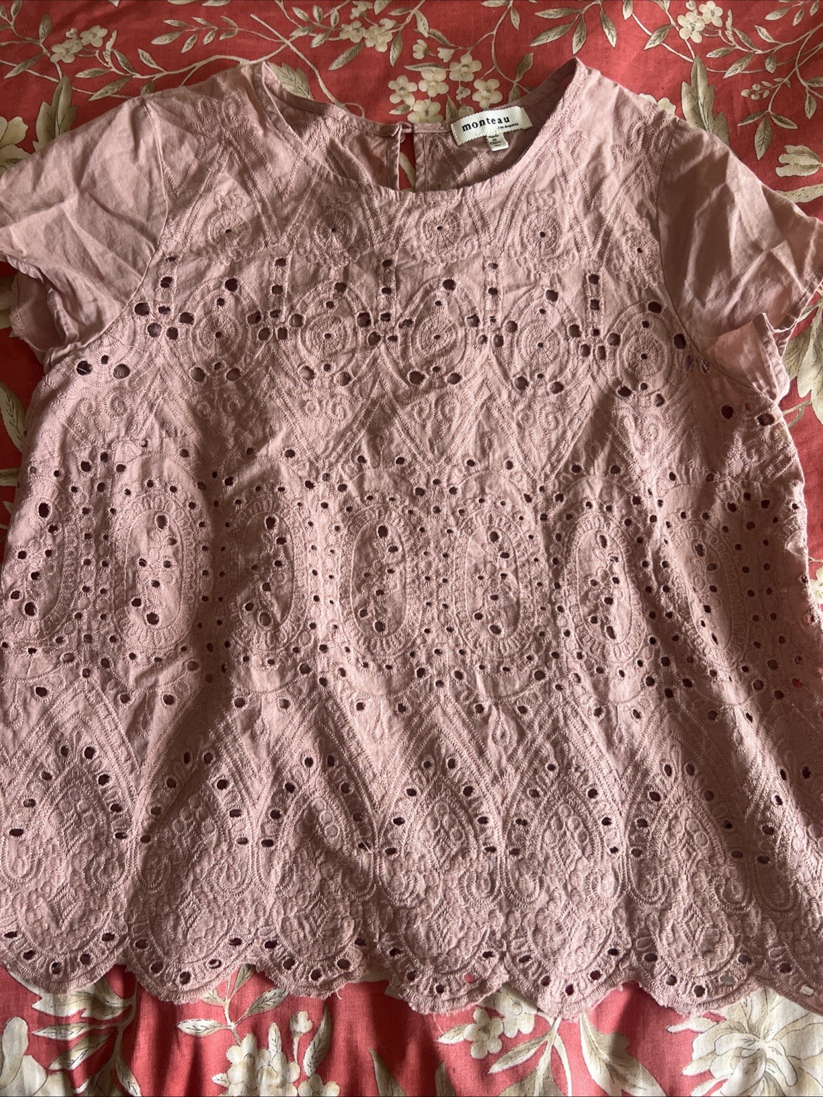 monteau los angeles top Embroidery Cotton Mauve Size L