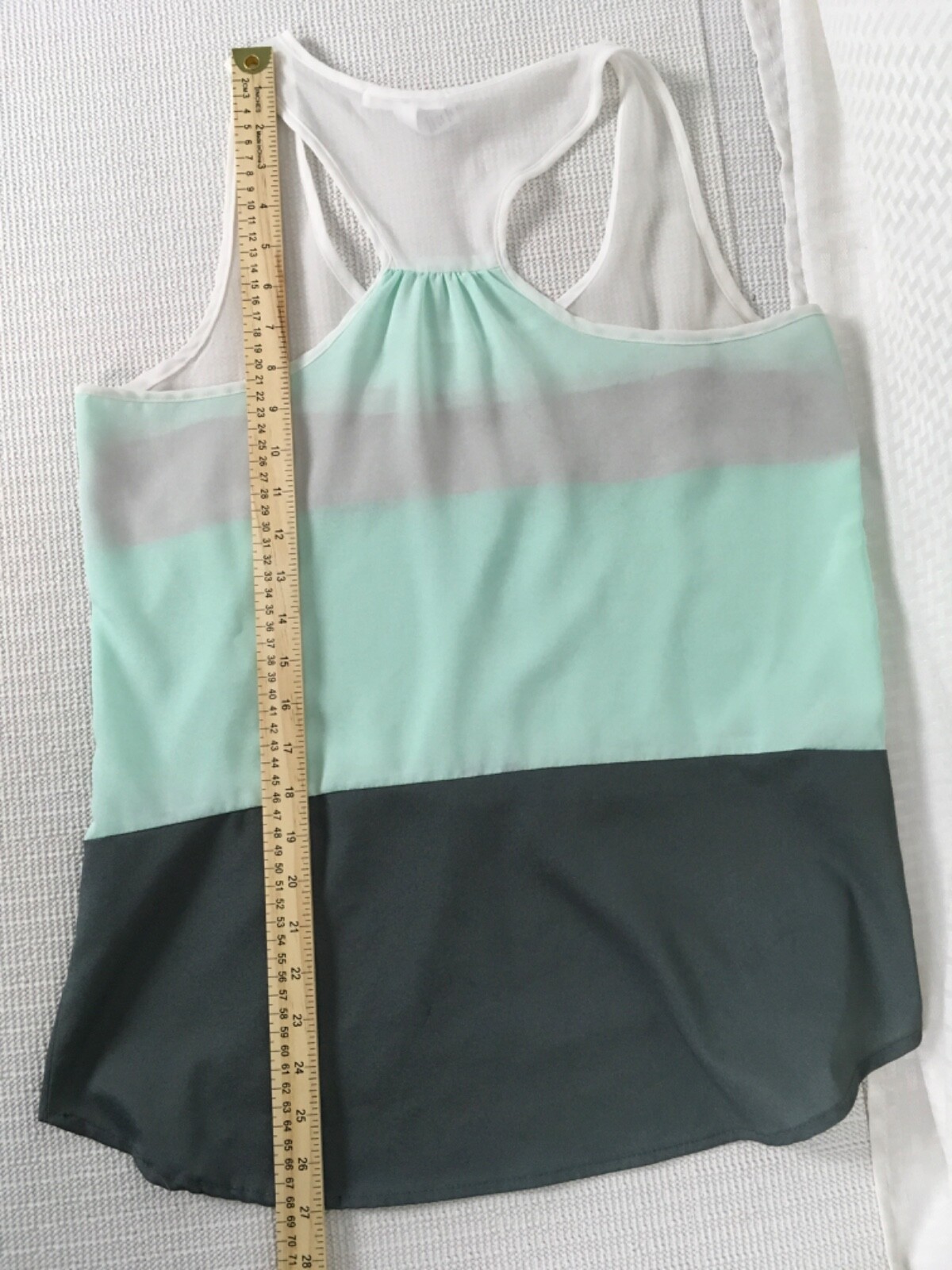 Ambiance Apparel Tank Top Sz M Semi Sheer Dark Gray Green Pink Pocket Scoop Neck