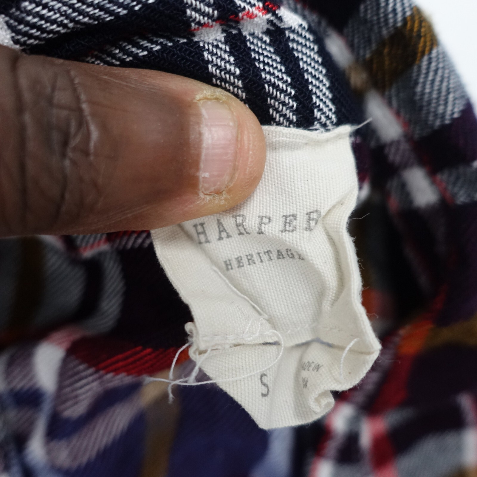 Harper Shirt Women’s Small Multicolor Plaid 100% Rayon Button Up Long Sleeve