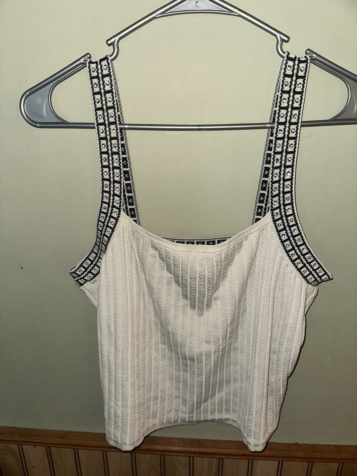 1970’s Vintage Carlisle Women’s White Knit Square Neck Wide Strap Tank Top XL