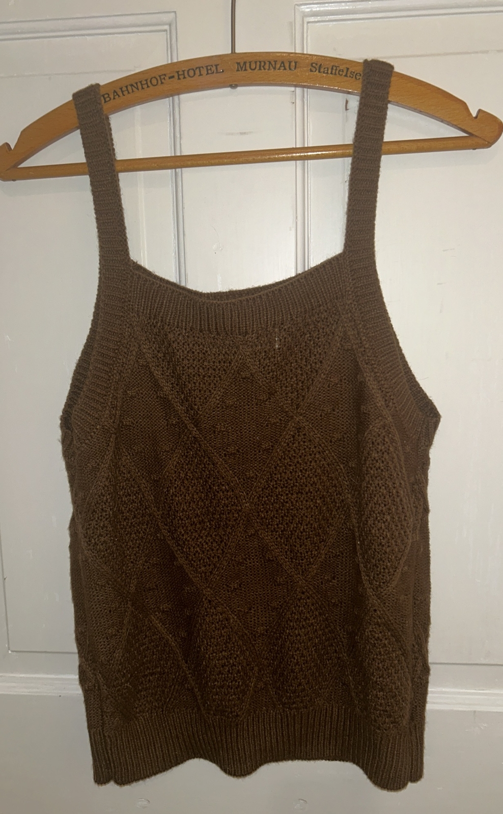 Ally Mae Tank Sweater, Brown With Embroidered Sunflowers, L, Boho, Cottage Core