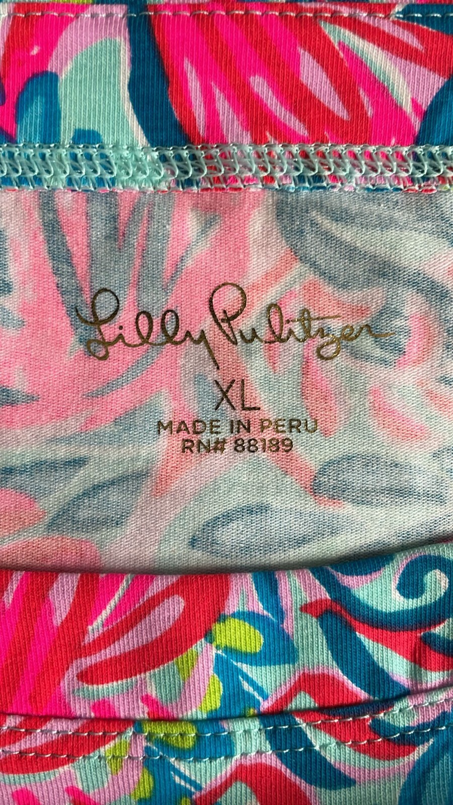 Lilly Pulitzer Aleah Top Long Sleeve Surf Blue Flim Flam SZ XL