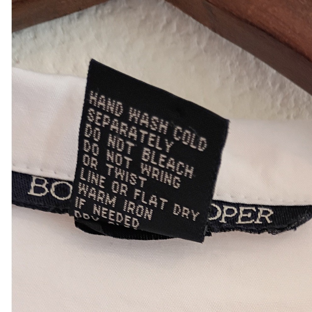 Vintage Boston Proper White Ruffle Ruched Cotton Button Down Shirt Blouse Sz 4