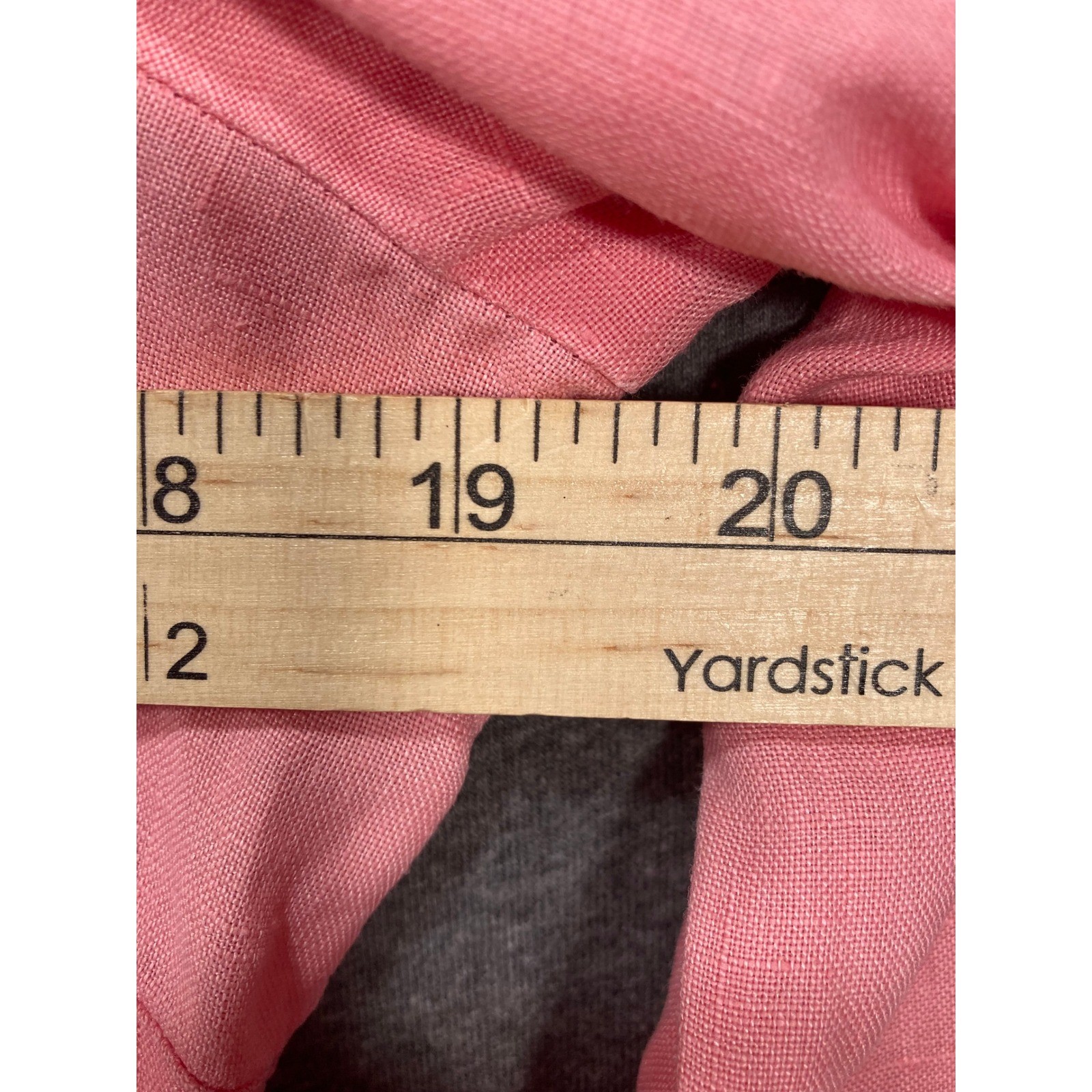 Tracy M Pink 100% Linen Pintuck Button Down Shirt Band Collar Long Sleeve Top