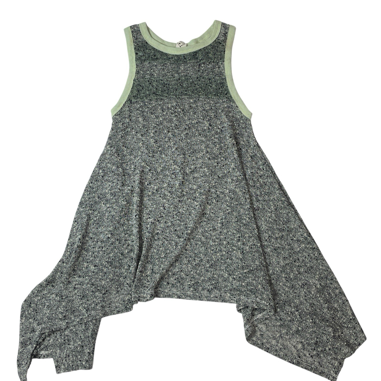 We The Free Asymmetrical Tank Top XS Gray Speckled Knit Handkerchief Hem Boho