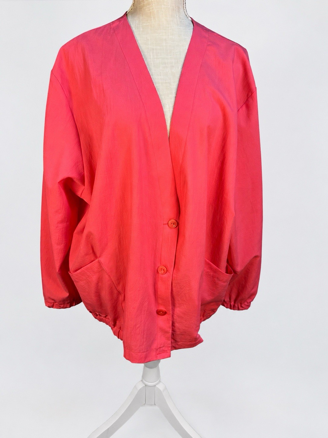 Nikki Women’s 2X Coral Pink Button Front Cardigan Jacket Lightweight Pockets