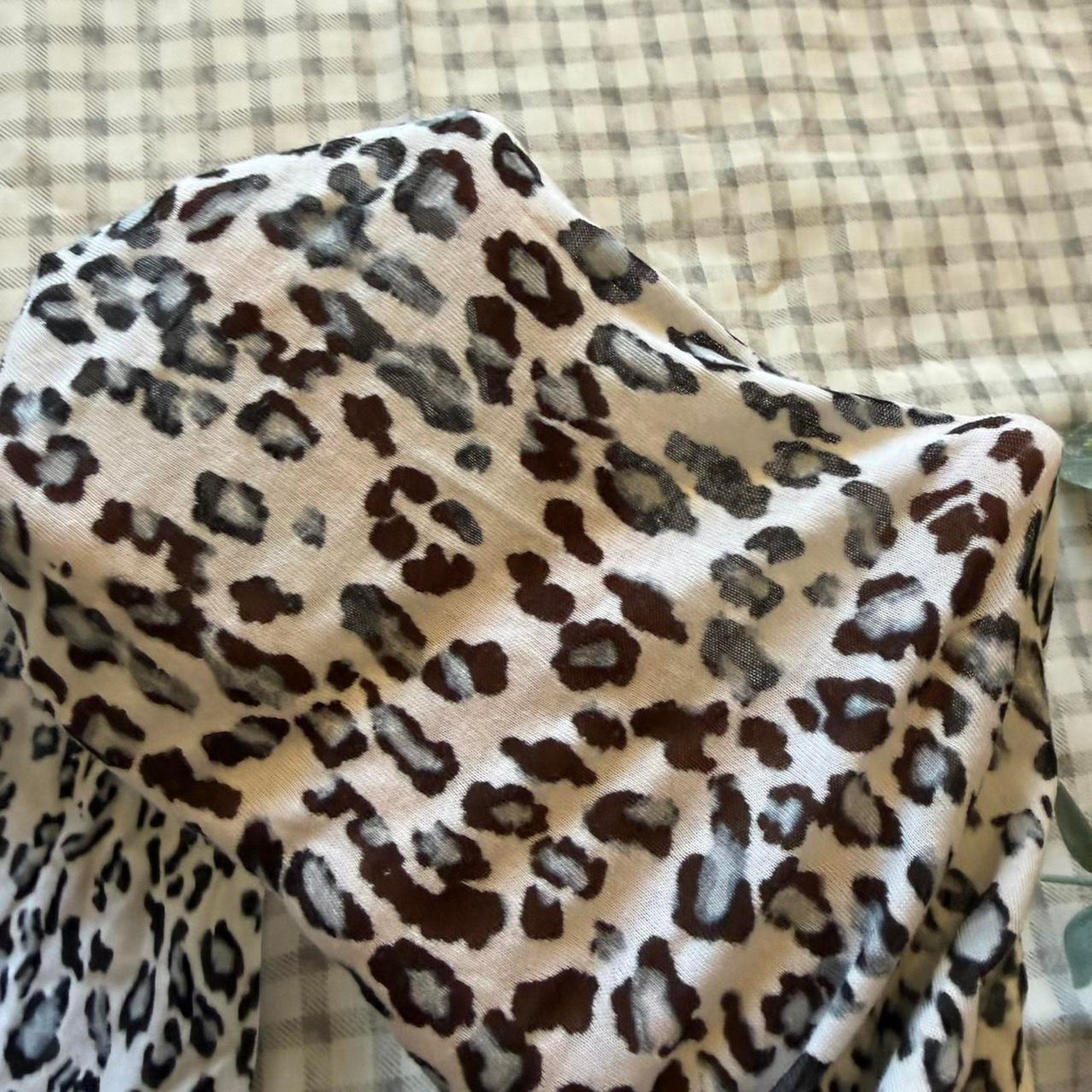 Express semi sheer leopard long sleeve shirt