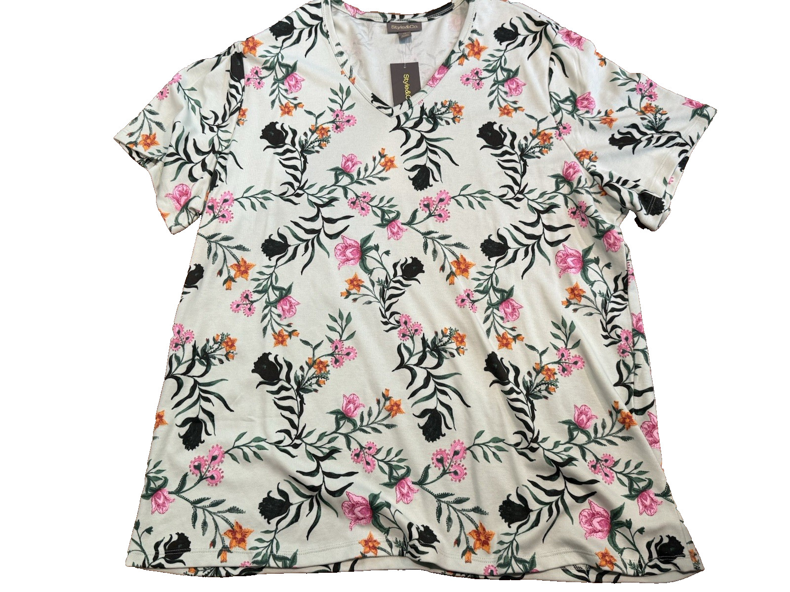 Macy’s Style & Co women plus size 3X short sleeve mint green floral NWT top