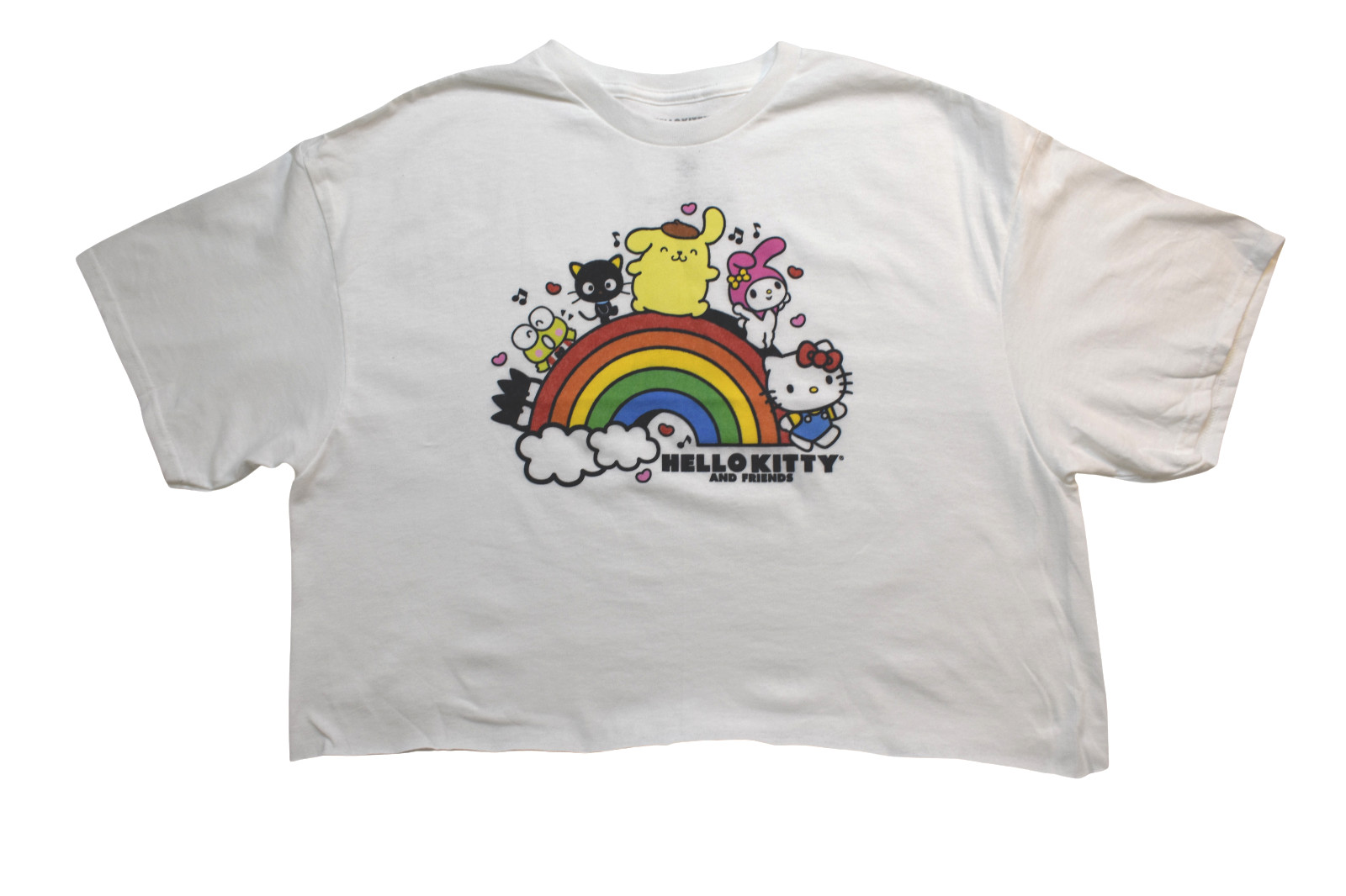 Hello Kitty Juniors Hello Kitty & Friends White Crop Top Shirt NWT XL