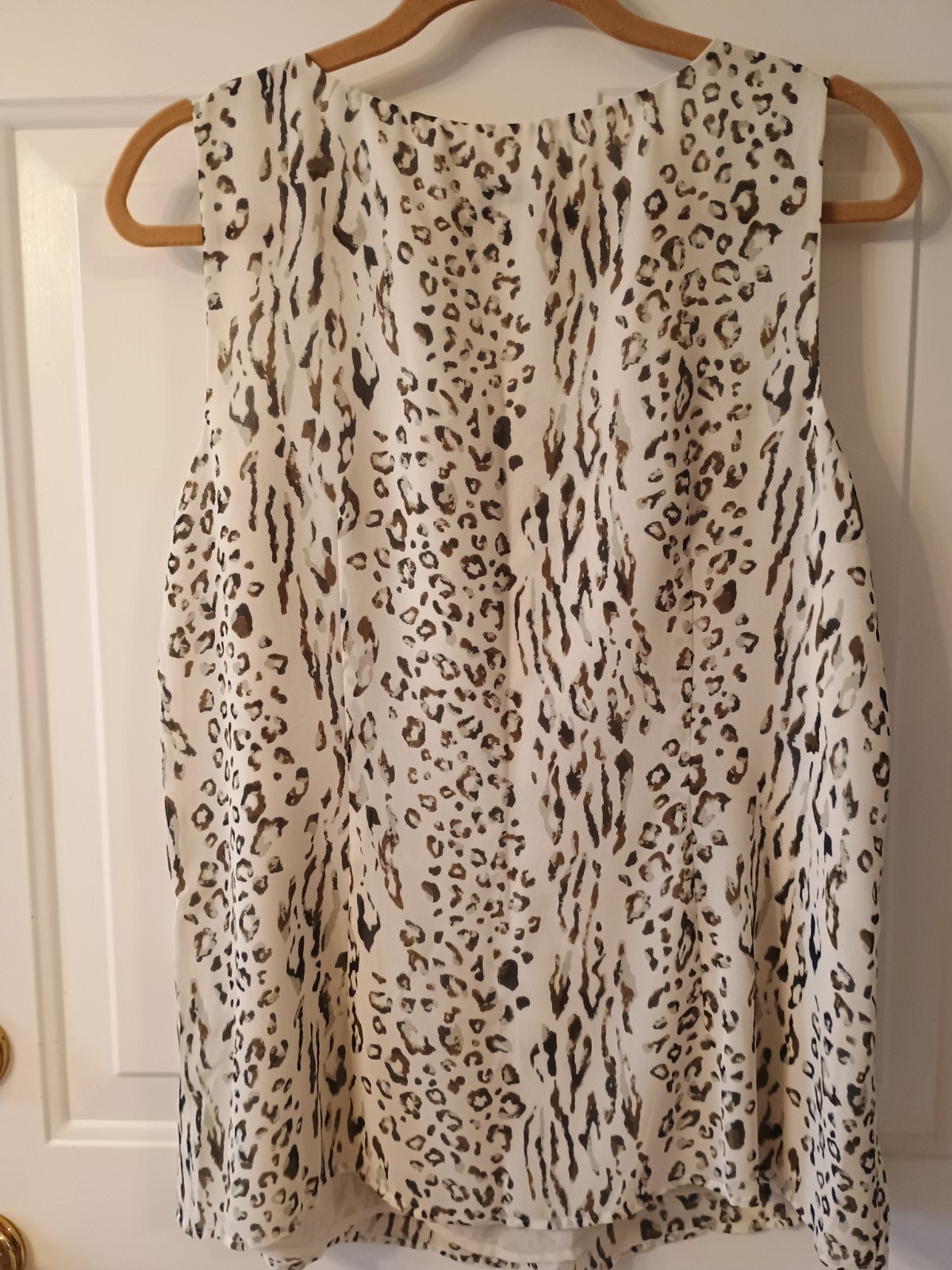 Ann Taylor LOFT Pullover Sleeveless Chiffon Animal Cheeta Print Lined Tank Top L