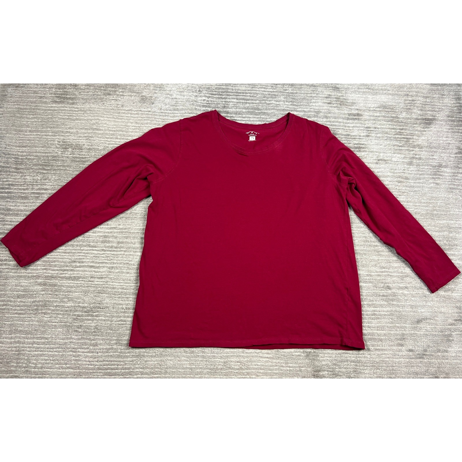 Blue Mountain T-Shirt Women 2X Burgundy Red Long Sleeve Crew Neck Cotton Blend