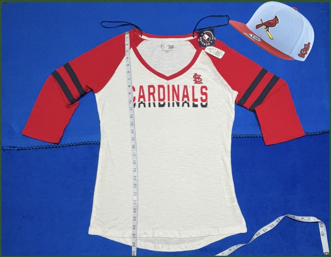 Genuine Merchandise womenâs 3/4 Sleeve Jersey Baseball Tee-White/Red M New