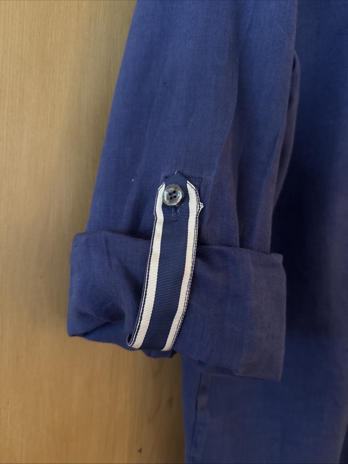 SAKS FIFTH AVENUE Sport Women’s 100% Linen BLUE Button Up Shirt RELAXED FIT Sz 6