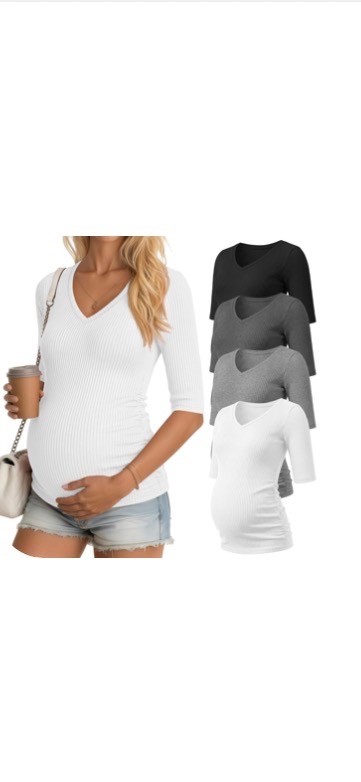 Ficerd Womens Maternity Cotton T-shirts (4Pack) Medium