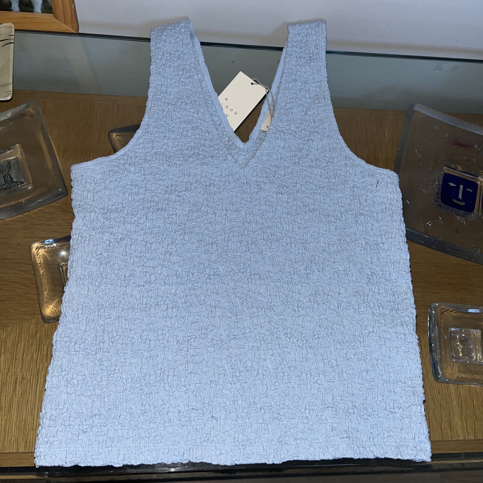 Lot of 2 Tank Tops 1 is Light Blue 1 is Cream both Size L and NWT