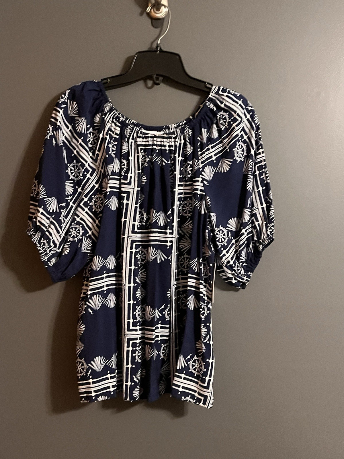 Sonoma Goods For Life Navy Nautical Print Tunic Blouse Women’s Medium NWT