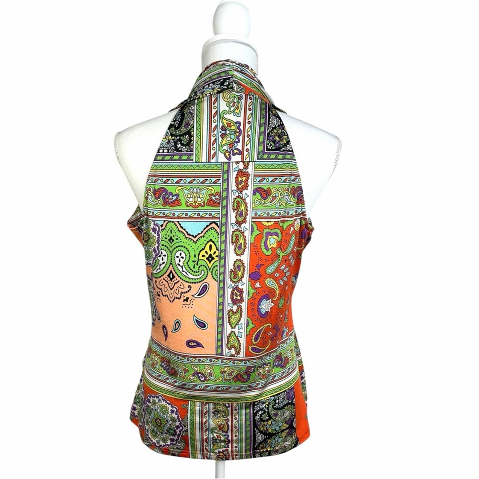 Joy Joy Halter Top Paisley Pattern Colorful Silky Feel Size Small Sleeveless