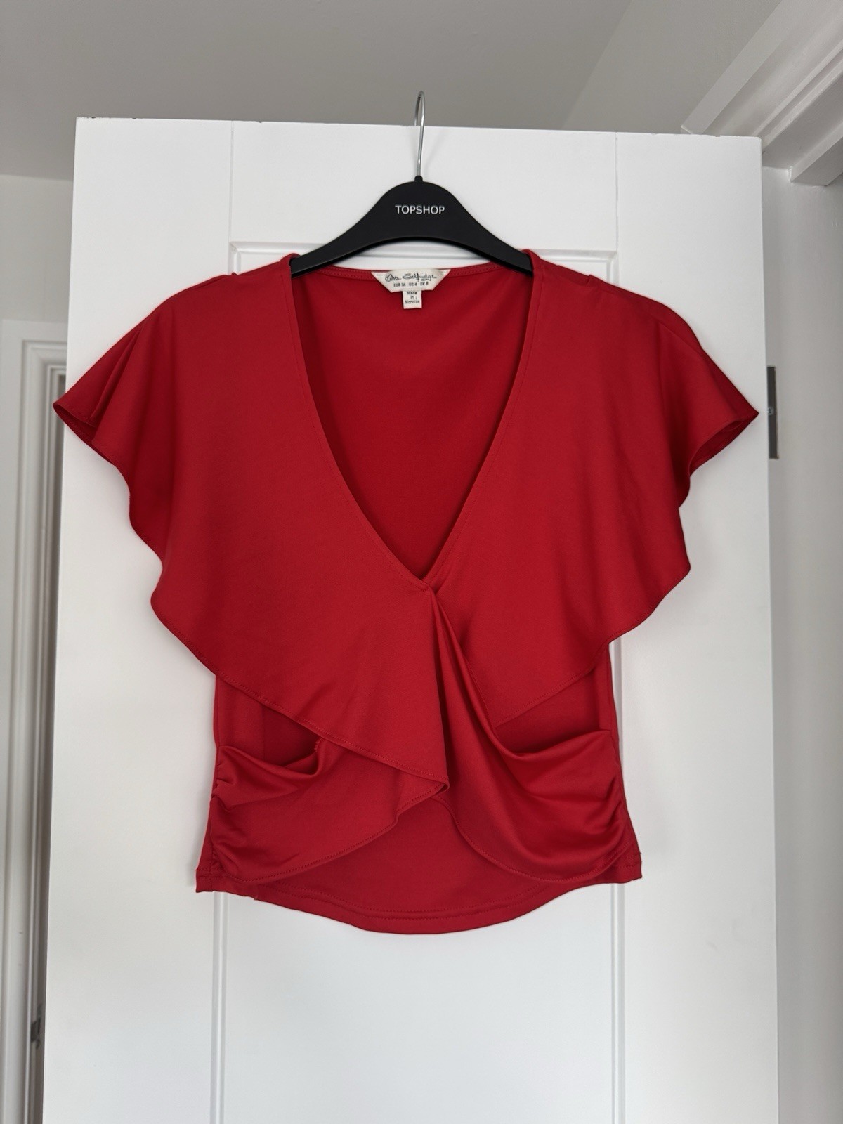 Miss Selfridge Red Flowing Top Size 8
